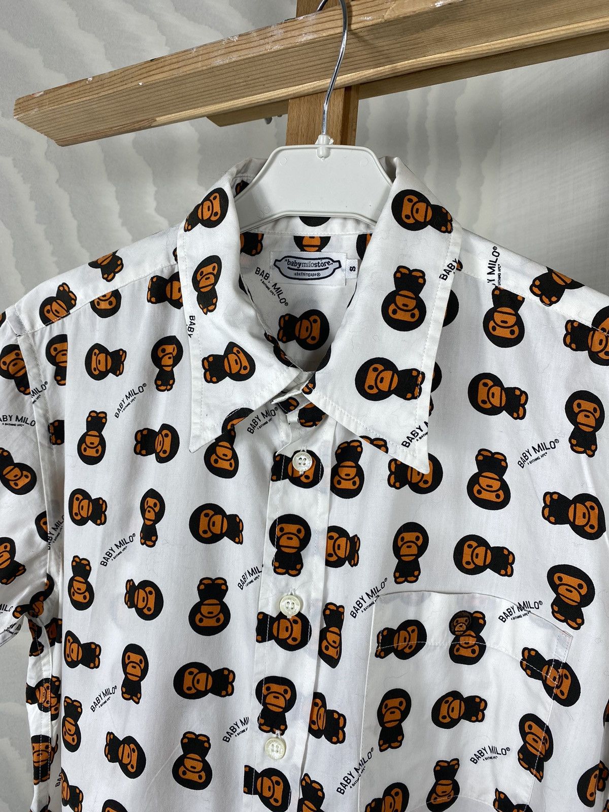 Bape × Vintage Bape Baby Milo Store Shirt Button Up Monogram Logo Vintage Size US S / EU 44-46 / 1 - 3 Thumbnail