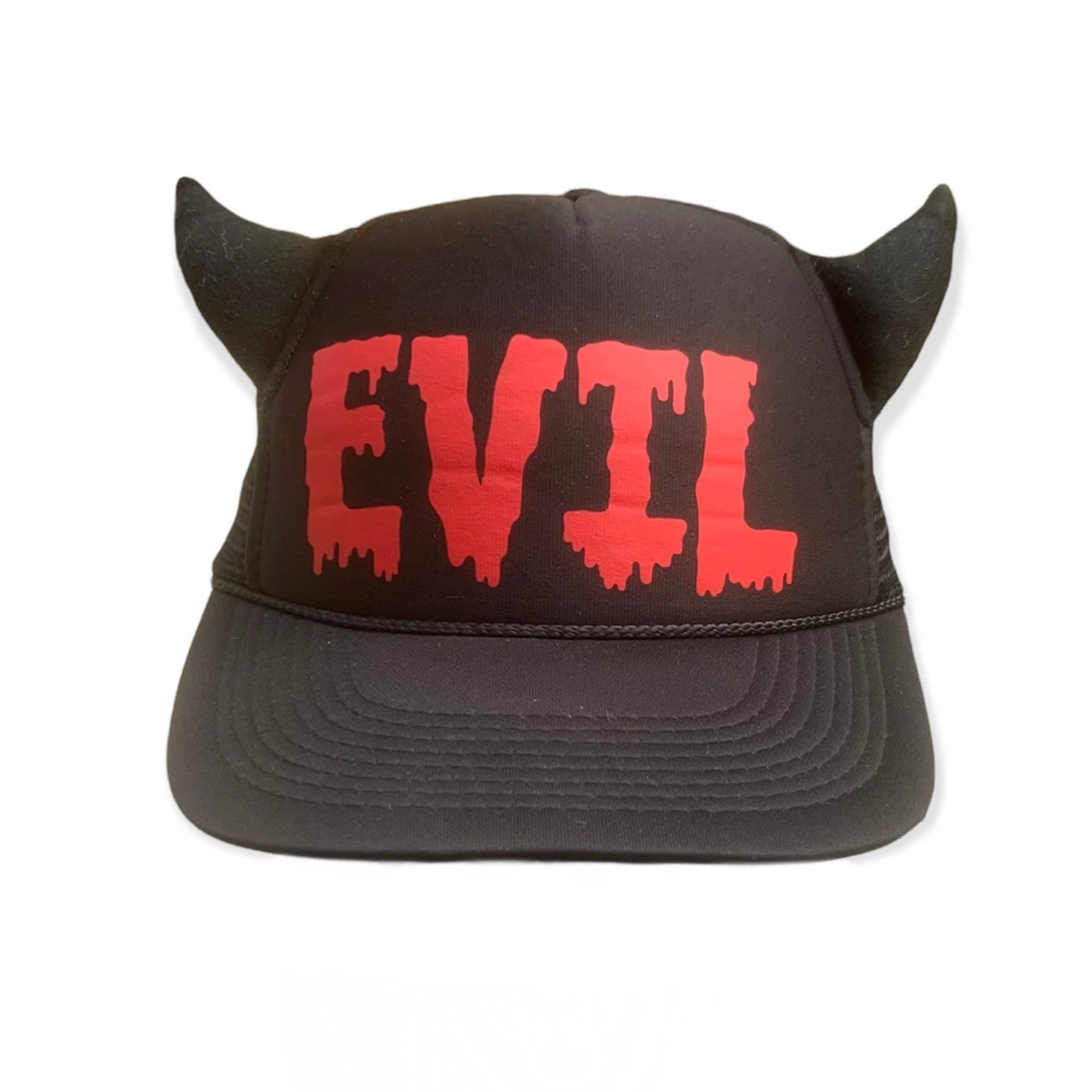 image of 20471120 x Hysteric Glamour Devil Horn Hat Hellcat Punks Red Evil Trucker Hat By Otto in Black