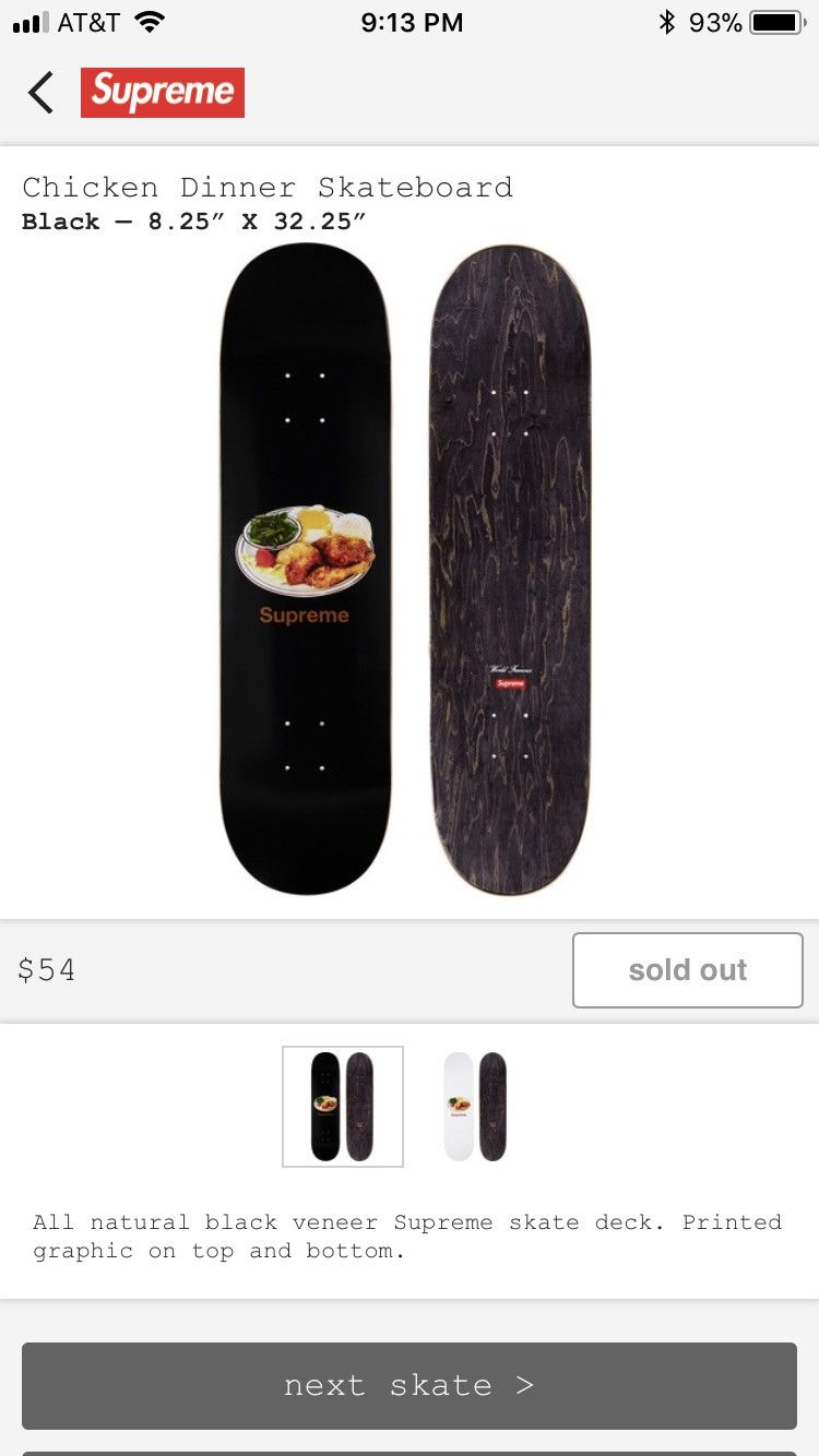 Supreme chicken hot sale dinner skateboard