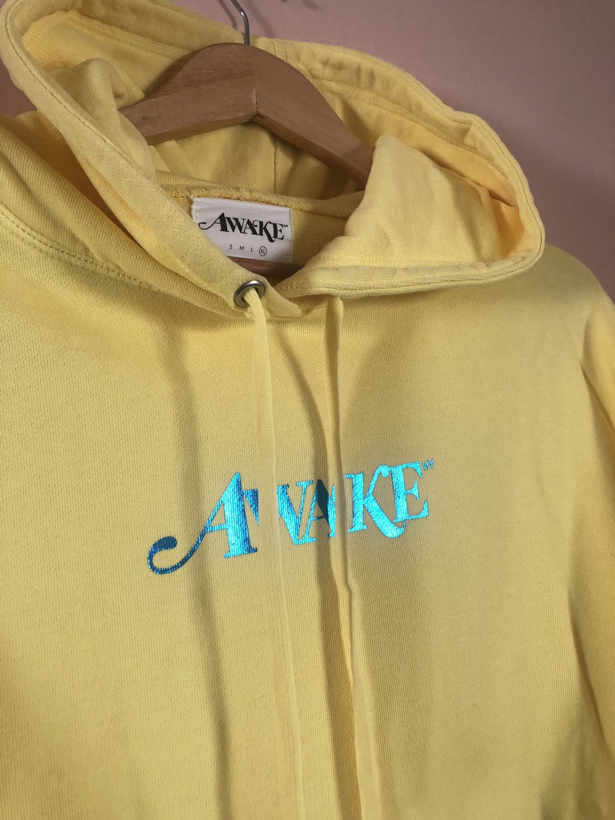 Image of Awake Ny Metallic First Foil Logo Yellow Sweatshirt in Citrus Yellow, Men's (Size XL)