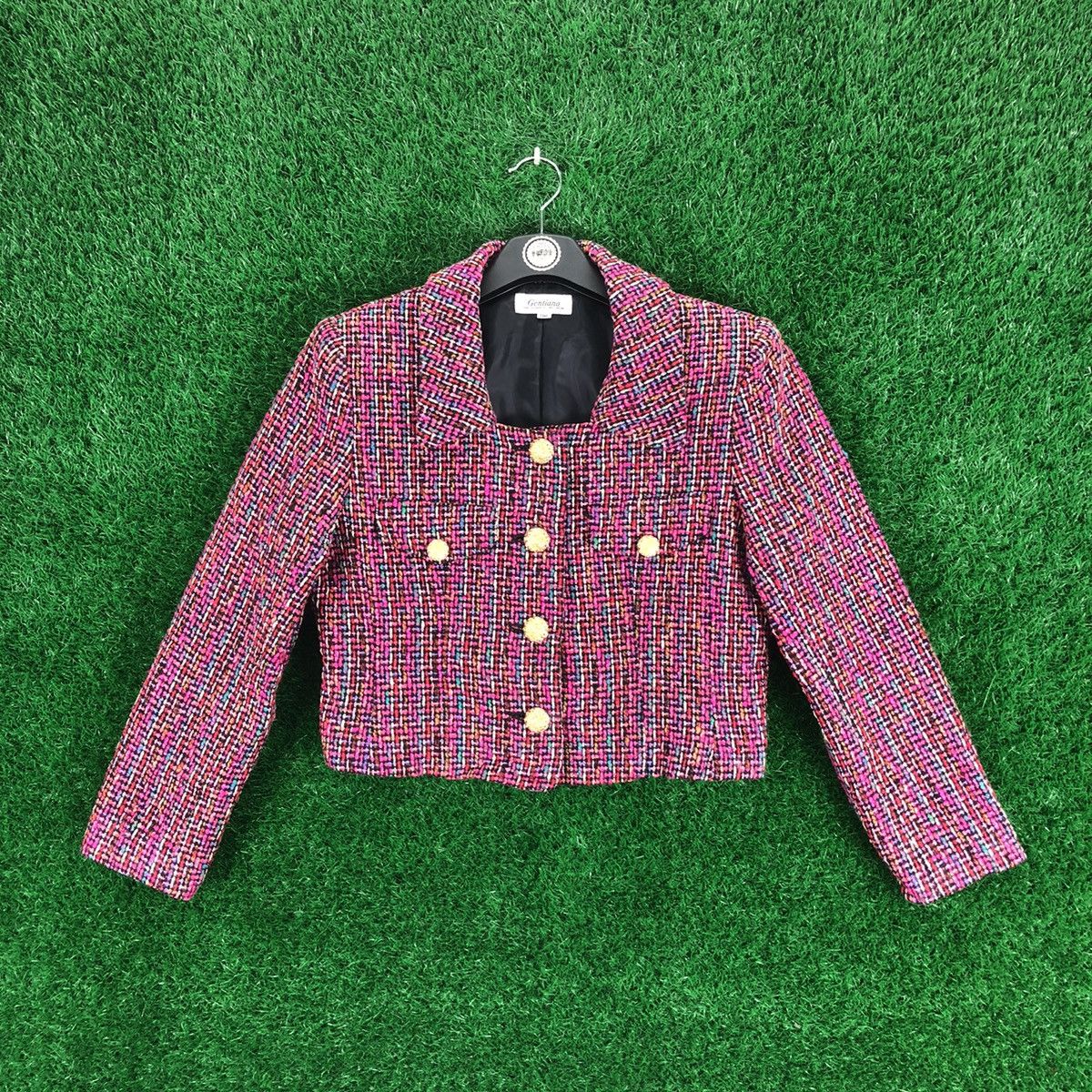 Japanese Brand Vintage Tweed Jacket Cropped Luxury Style Design Size XS / US 0-2 / IT 36-38 - 1 Thumbnail