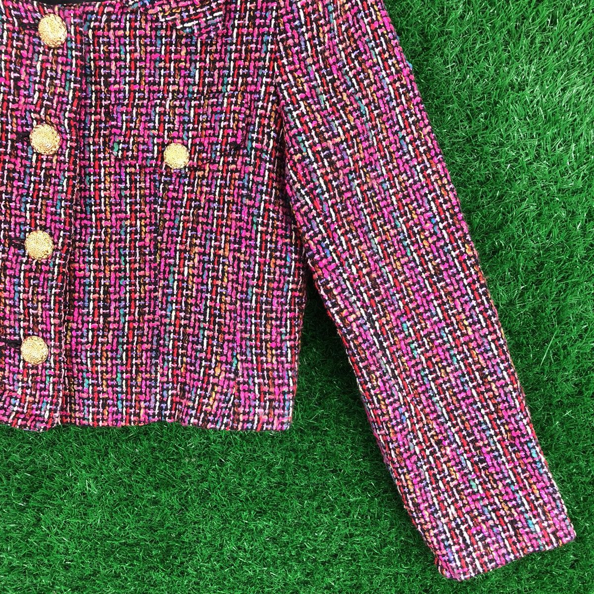Japanese Brand Vintage Tweed Jacket Cropped Luxury Style Design Size XS / US 0-2 / IT 36-38 - 3 Thumbnail