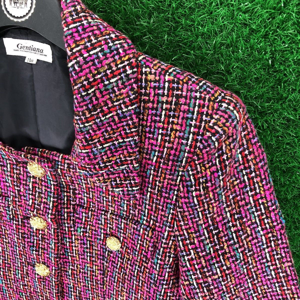 Japanese Brand Vintage Tweed Jacket Cropped Luxury Style Design Size XS / US 0-2 / IT 36-38 - 7 Thumbnail