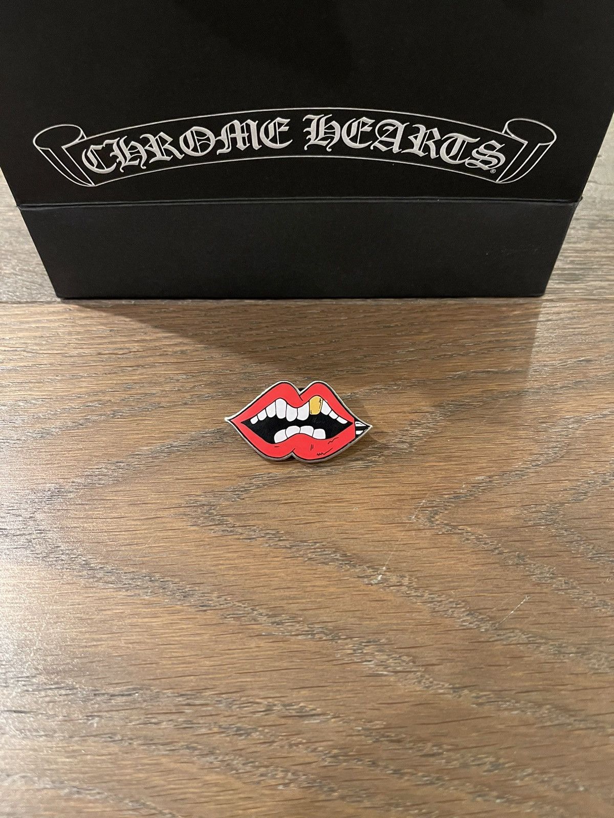 image of Chrome Hearts Matty Boy Chomper Pin in Red, Men's