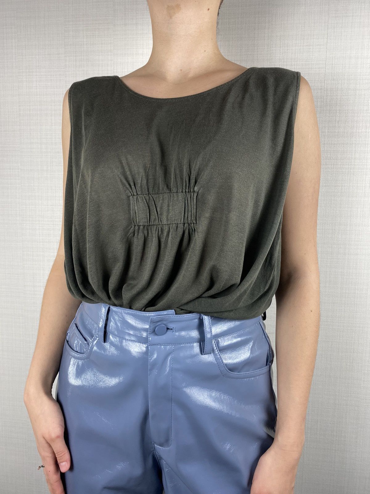 Other Toast t Shirt Blouse Tank Top Green Pleated Ringer Size L / US 10 / IT 46 - 1 Thumbnail