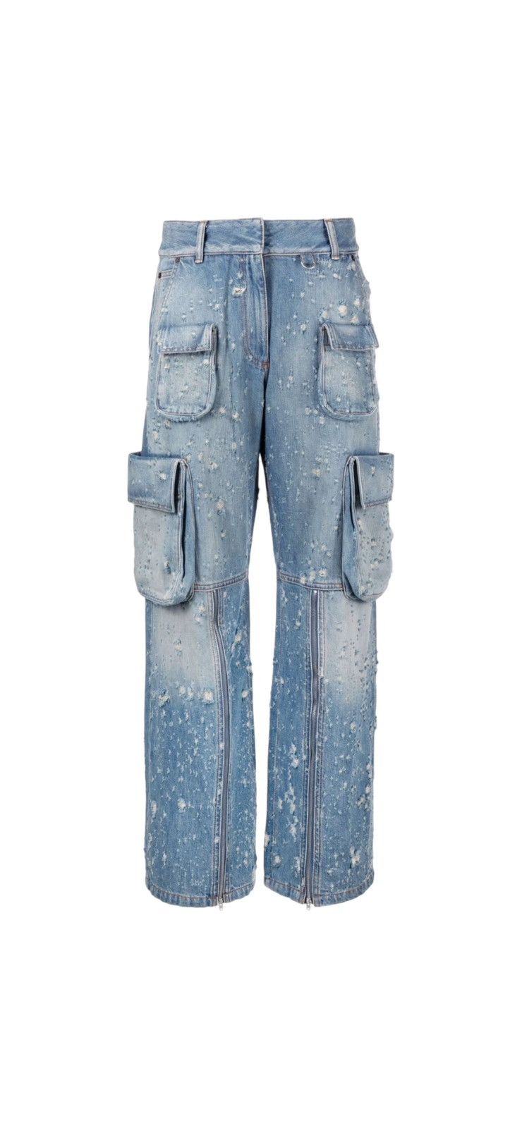 Acne Studios Distressed Wide Leg Cargo Jeans