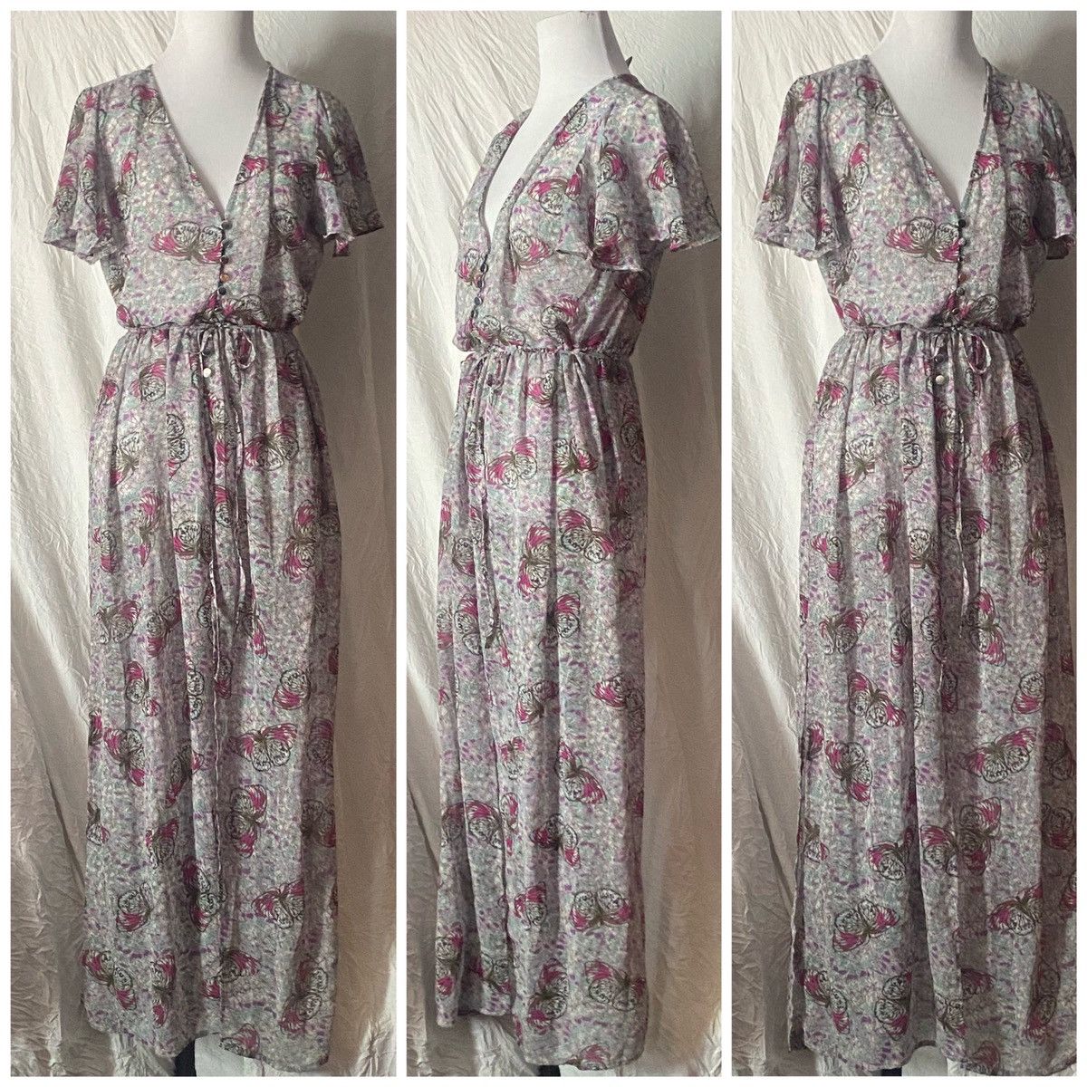 Nordstrom Kate & Mallory, Sheer, Butterfly Print, Duster/Maxi Dress Size S / US 4 / IT 40 - 2 Thumbnail