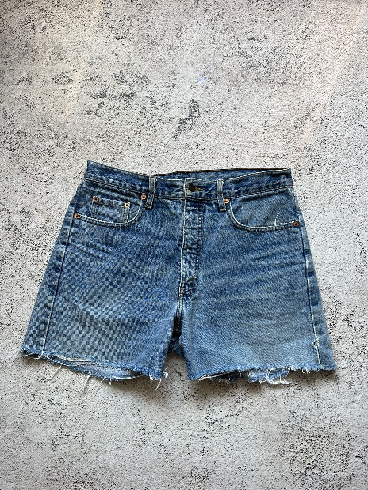 Levi's × Vintage Distressed Vintage Levis 615 Faded Shorts Blue / Orangey Tab Size US 32 / EU 48 - 2 Thumbnail
