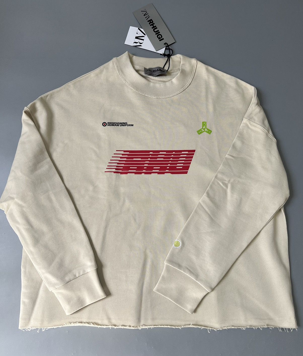 image of Rhude x Zara New Beige Logo Sweatshirt, Men's (Size Medium)