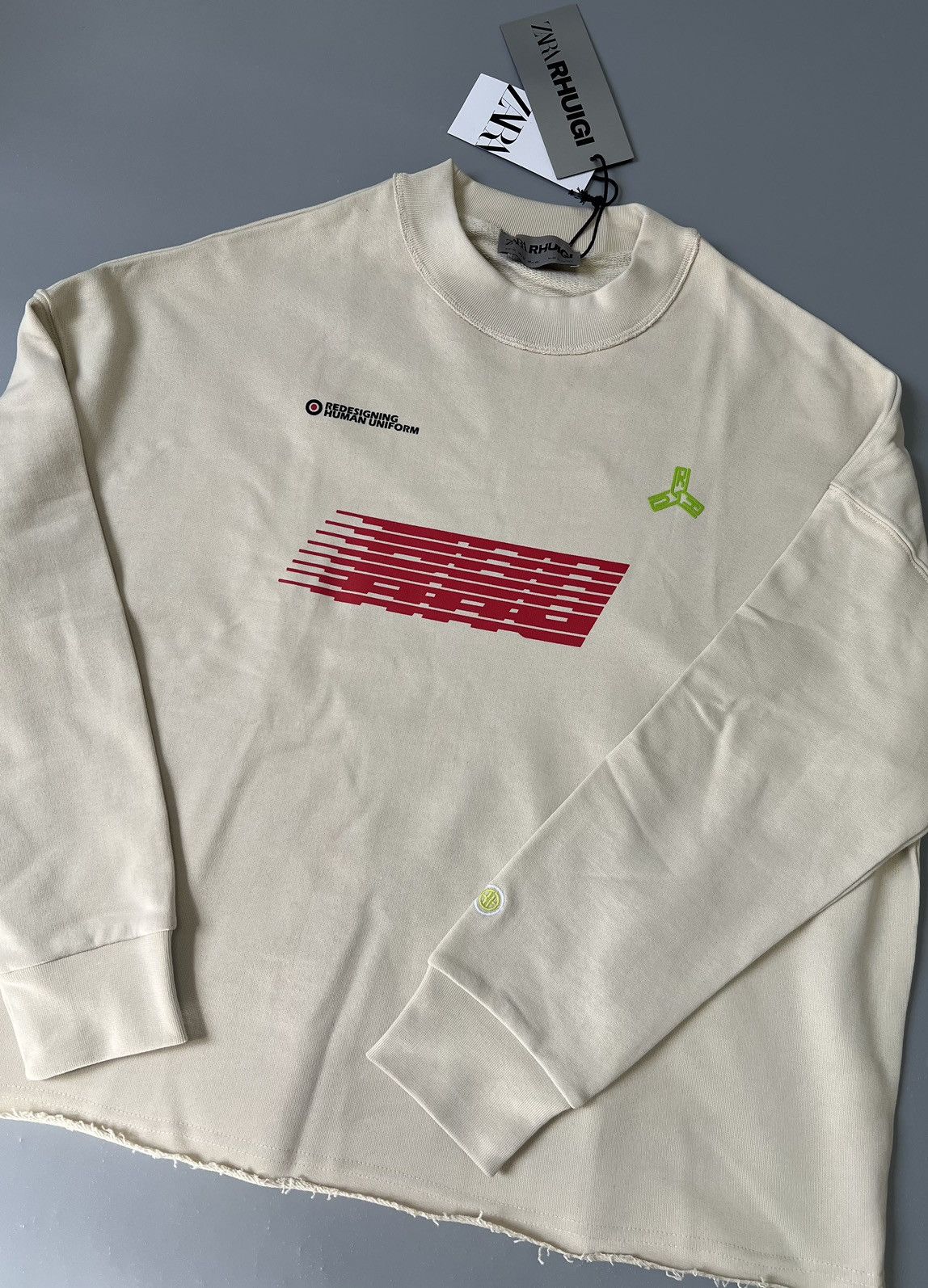 image of Rhude x Zara New Beige Logo Sweatshirt, Men's (Size Medium)