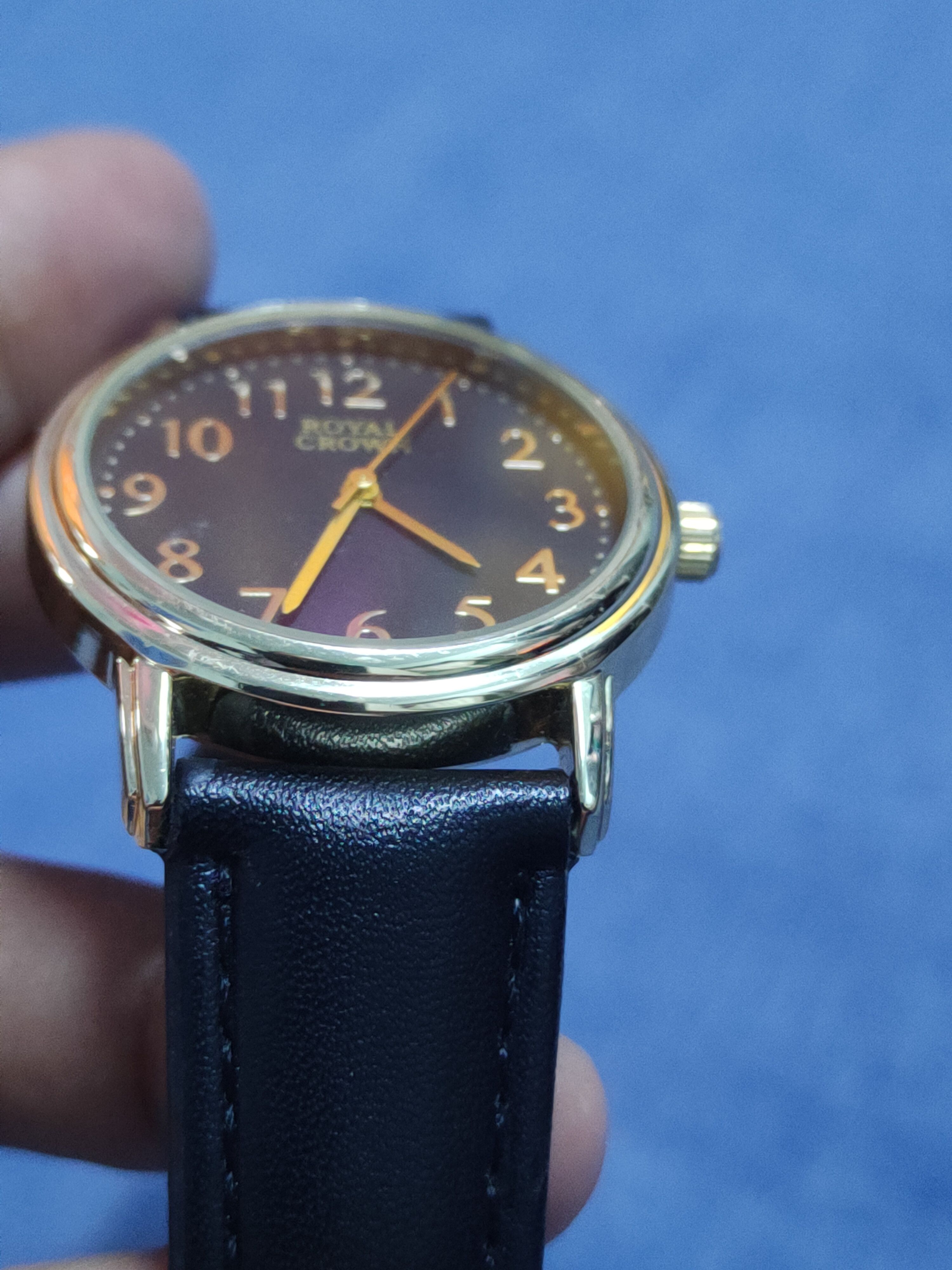 Vintage Royal Crown Analog Black Water Resistant Watch #J044S Size ONE SIZE - 5 Thumbnail