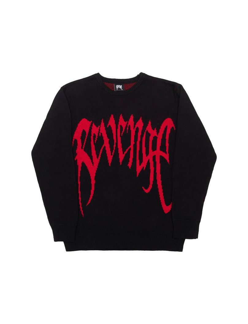 Revenge Revenge Knit Logo Sweater Black/Red Size US S / EU 44-46 / 1 - 1 Thumbnail