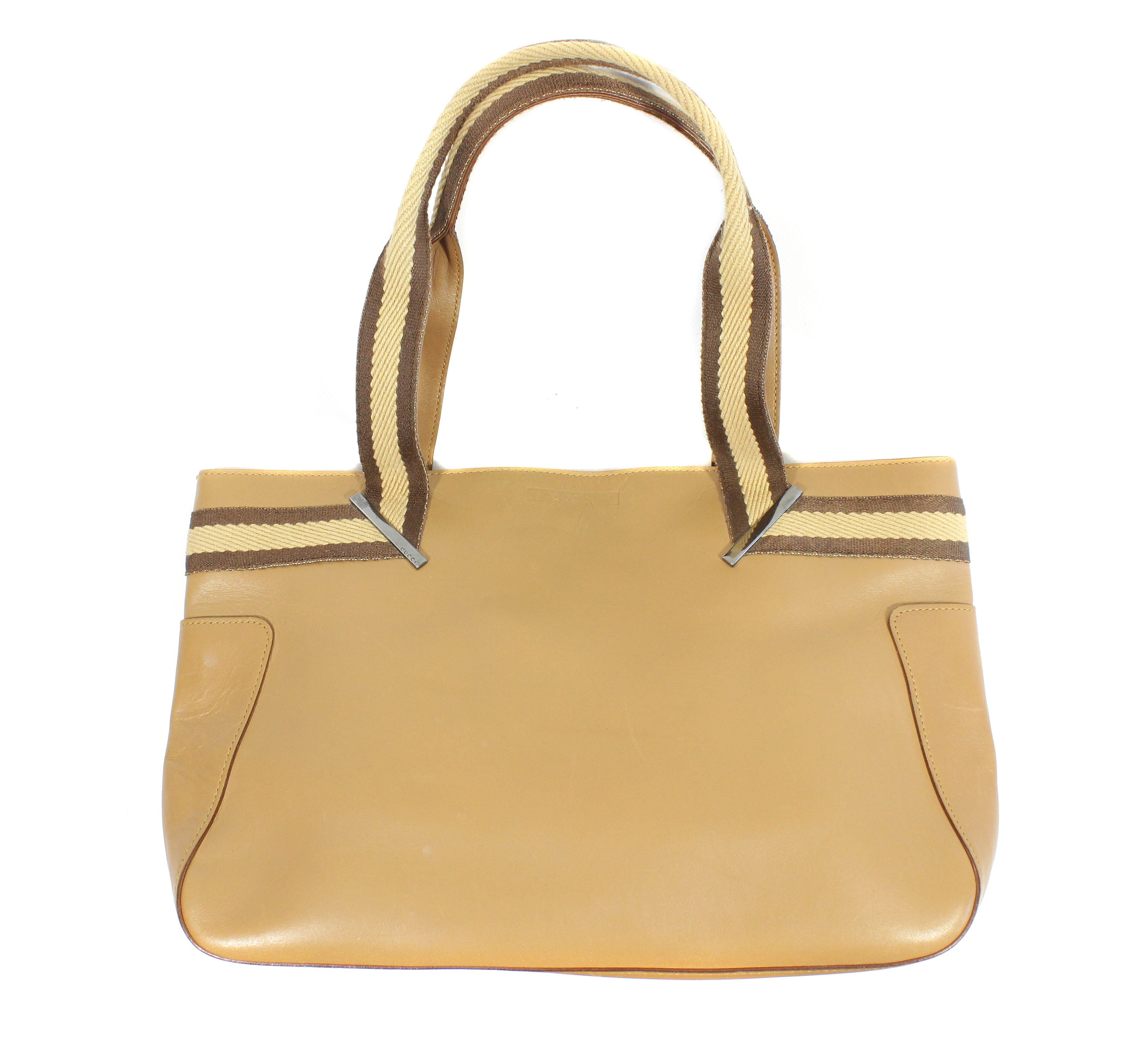 Gucci Logo Leather Handle Bag Vintage Size ONE SIZE - 4 Thumbnail