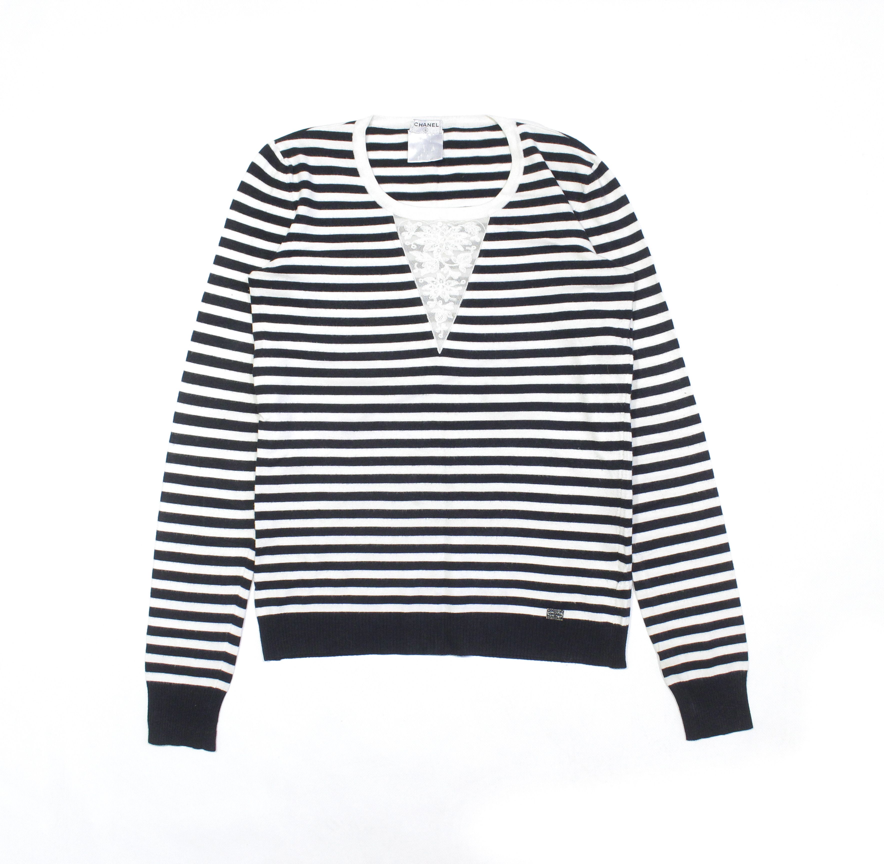 Chanel Striped Logo Sweater Vintage Size S / US 4 / IT 40 - 1 Thumbnail