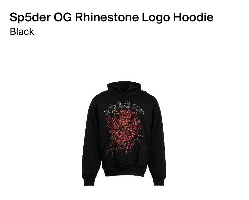 正規品　Sp5der OG rhinestones パーカー Sp5der OG Rhinestone Logo Hoodie Black for Women