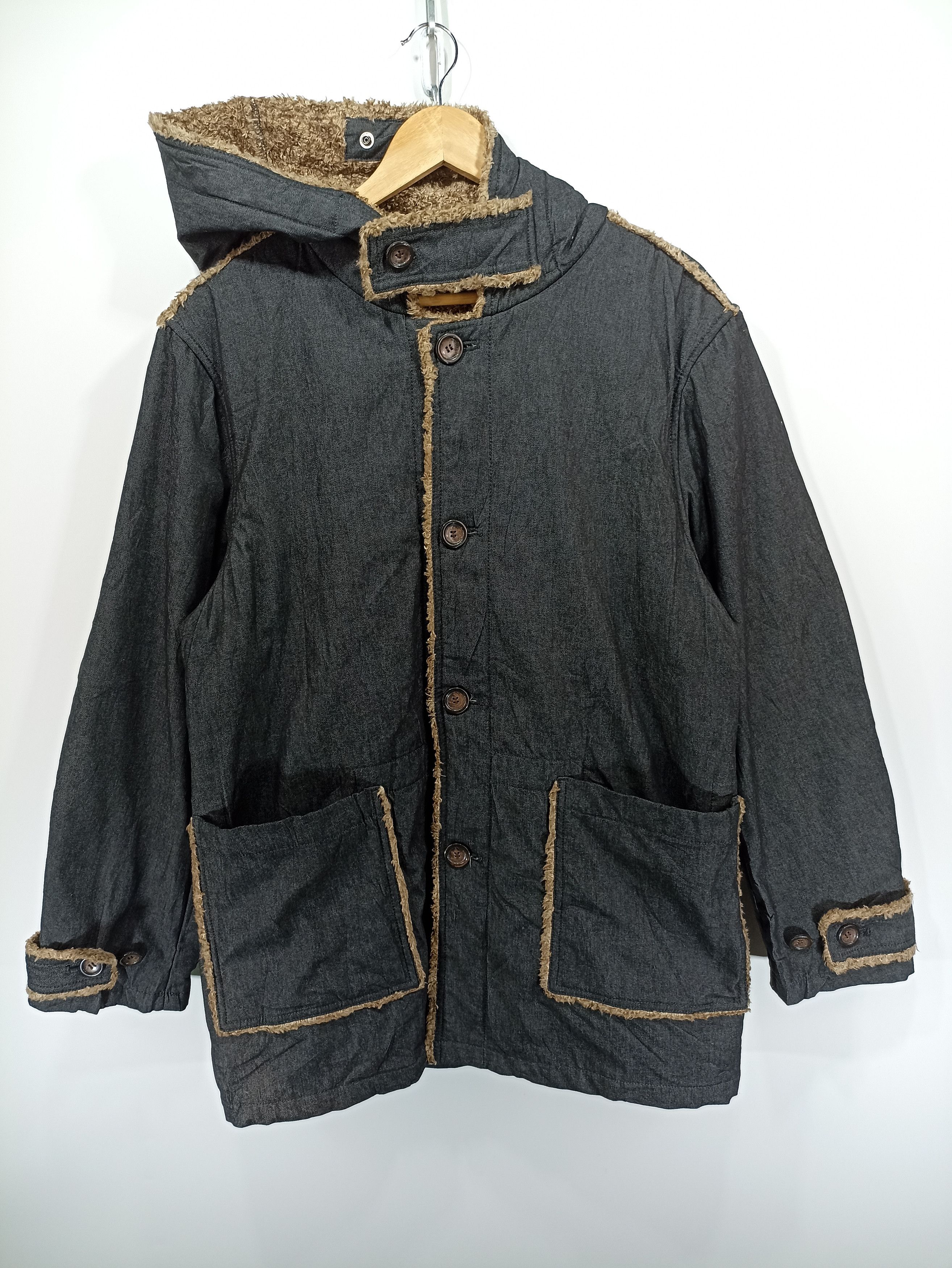 Japanese Brand × Vintage Vintage pazzo Denim Lining Fleece Hoodie Size US M / EU 48-50 / 2 - 1 Thumbnail