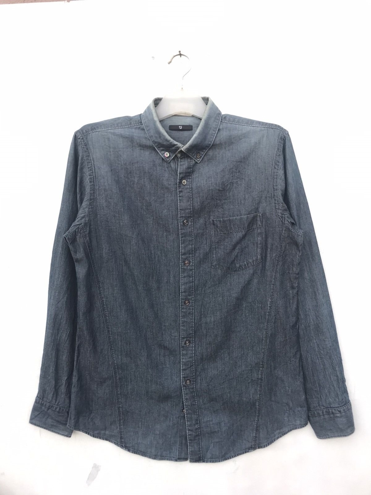 Jil Sander × Uniqlo UNIQLO JIL SANDER CHAMBREY SHIRT Size US L / EU 52-54 / 3 - 1 Thumbnail