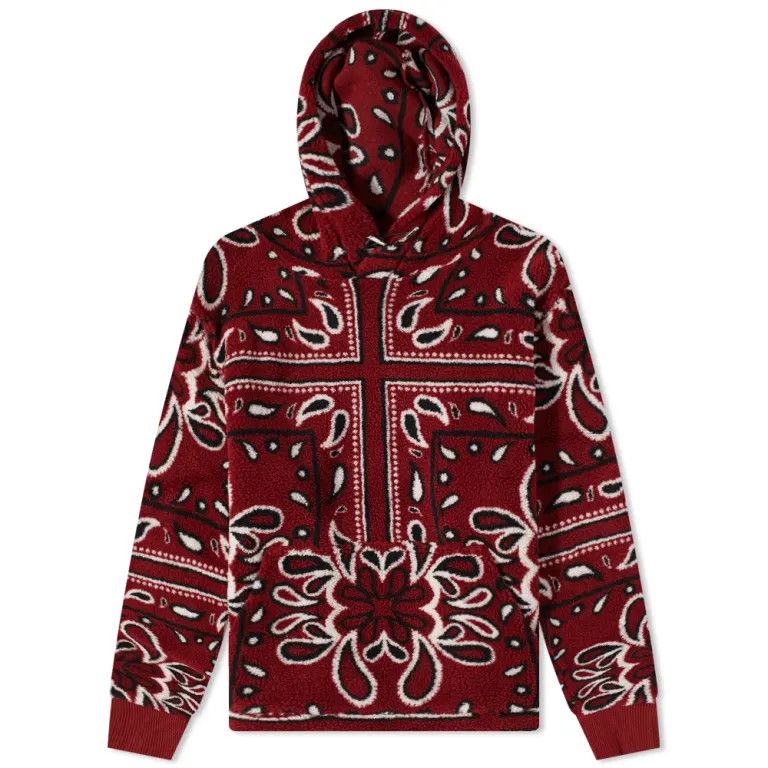 image of Amiri Printed Bandana Polar Fleece Hoodie in Red, Men's (Size Small)