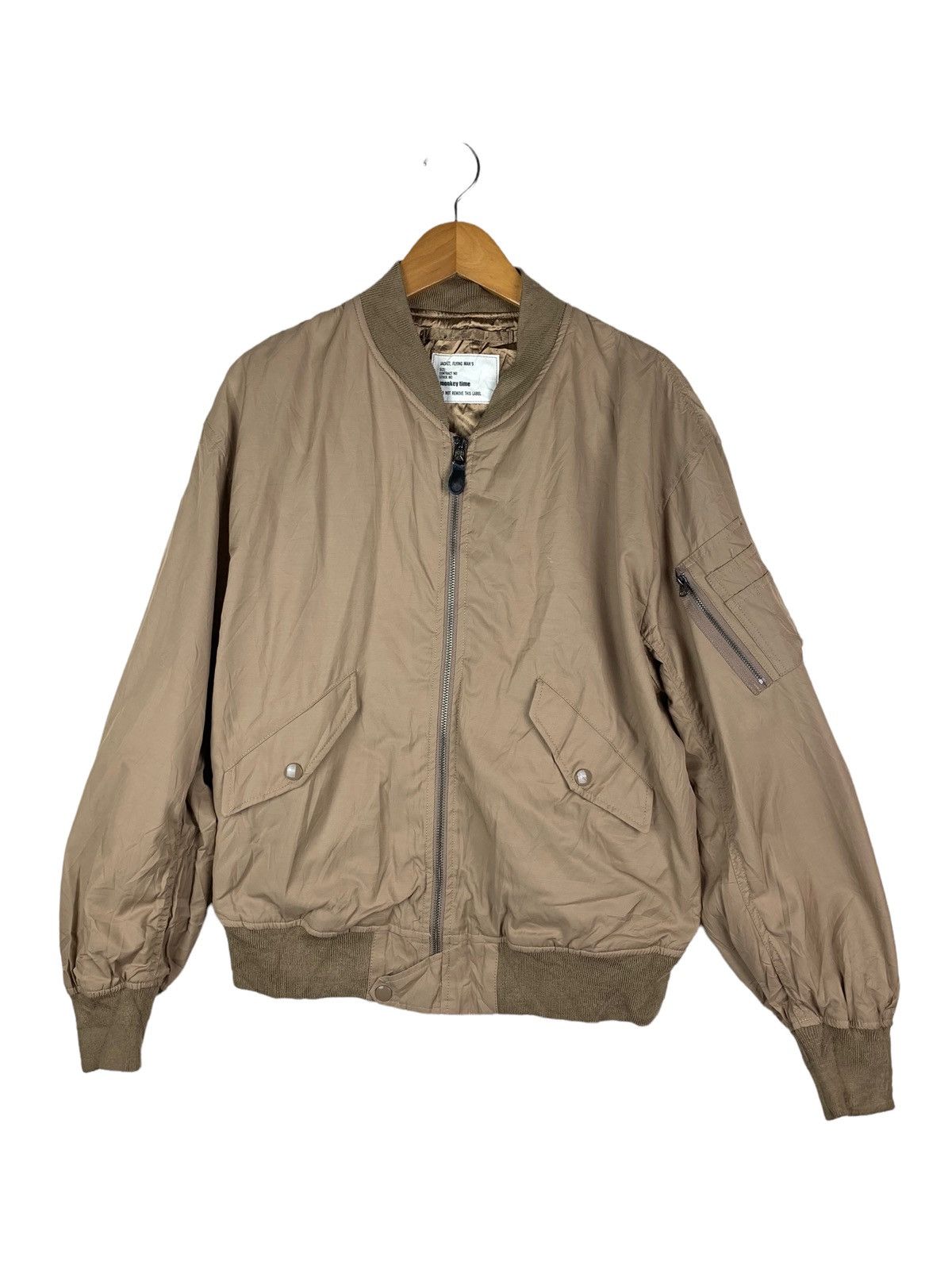 image of Vintage Monkey Time Flight Bomber Jacket in Brown, Men's (Size Small)