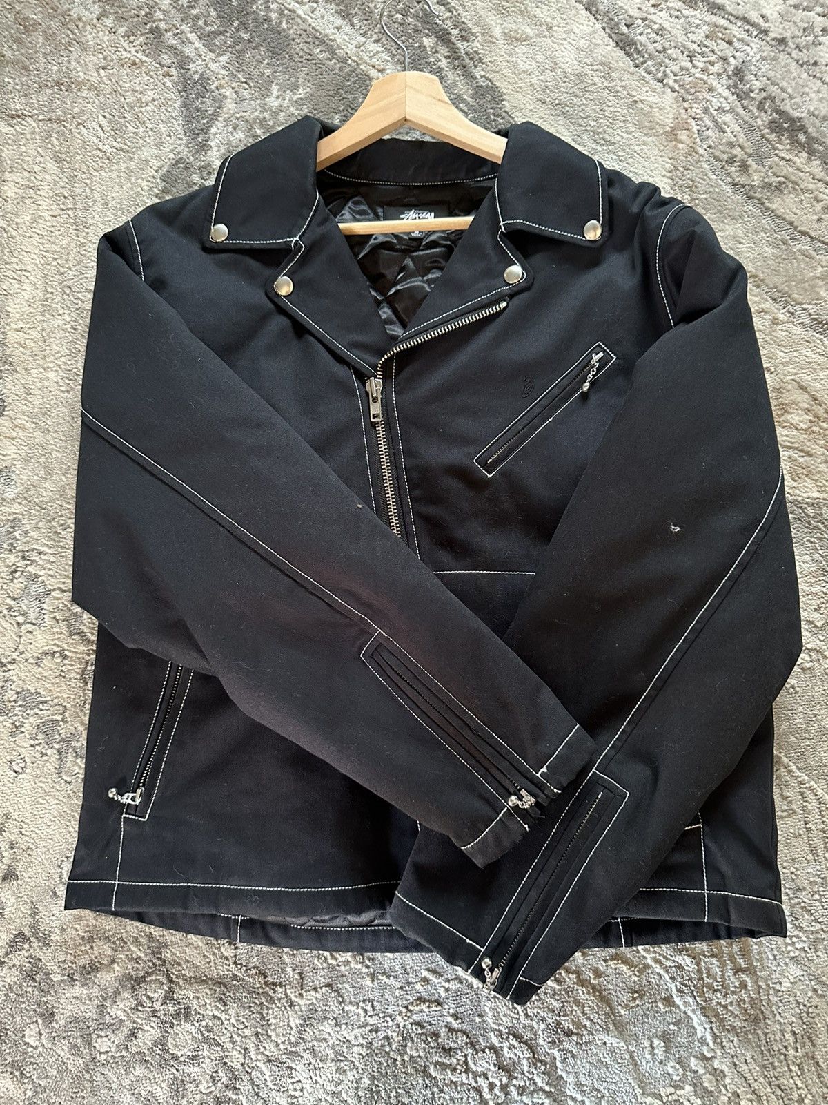 STUSSY 23SS TWILL MOTO ZIP JACKET s SIZE 69％以上節約 - ジャケット ...