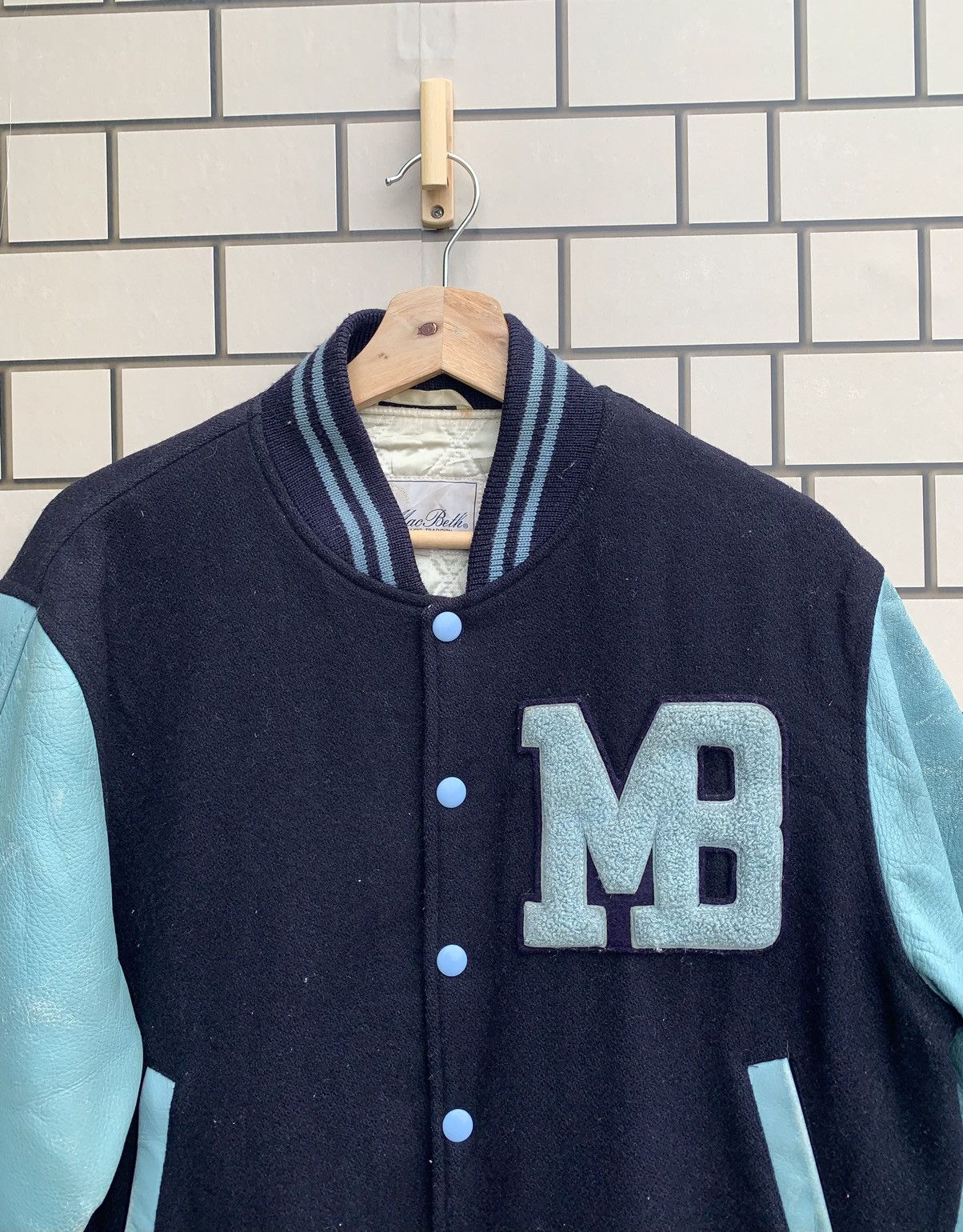Macbeth × Vintage 🔥Vintage Macbeth Varsity Leather Bomber Jacket Size US M / EU 48-50 / 2 - 2 Thumbnail