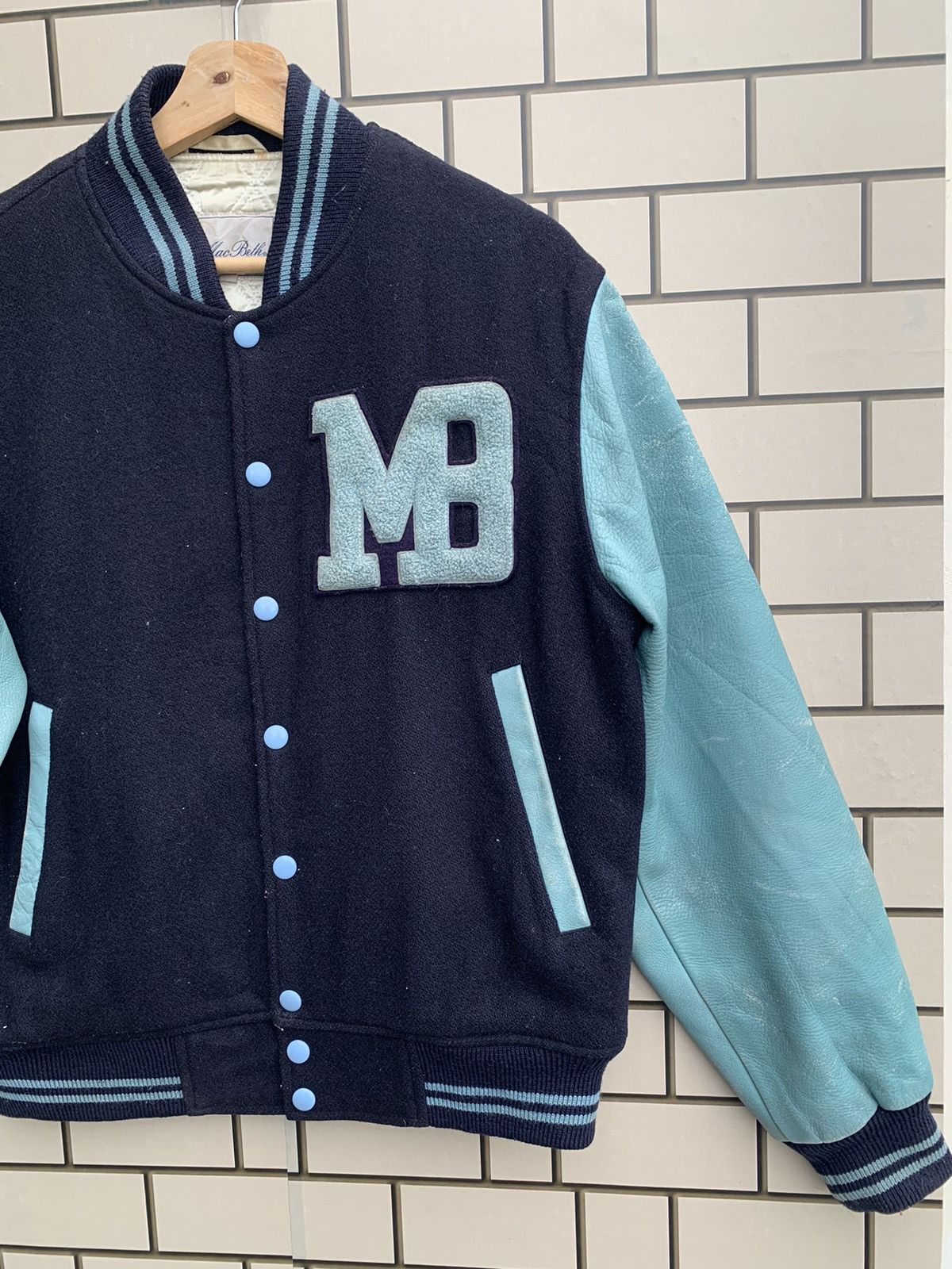 Macbeth × Vintage 🔥Vintage Macbeth Varsity Leather Bomber Jacket Size US M / EU 48-50 / 2 - 5 Thumbnail