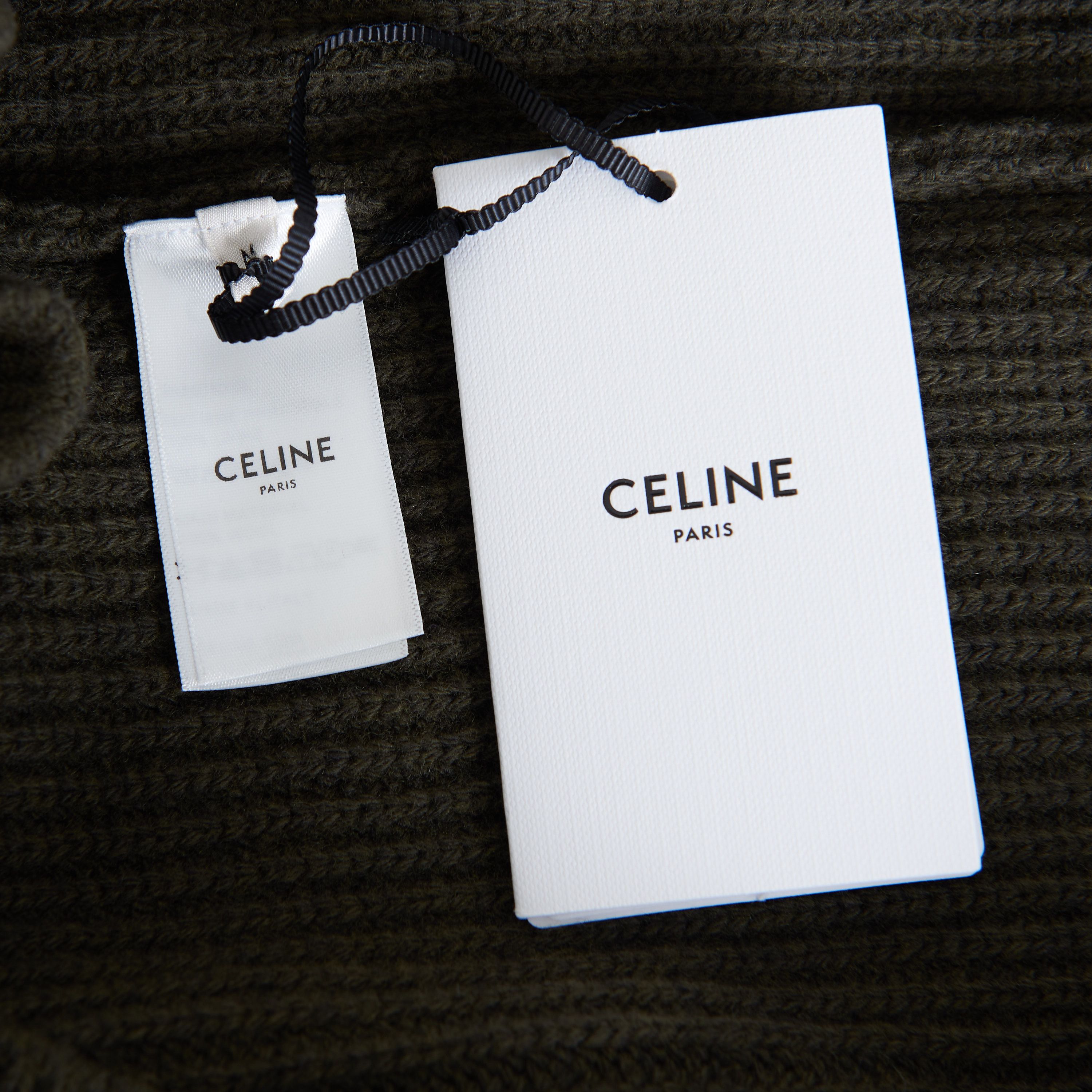 Celine Oversized Crewneck Sweater In Khaki Ribbed Wool Size US L / EU 52-54 / 3 - 12 Thumbnail