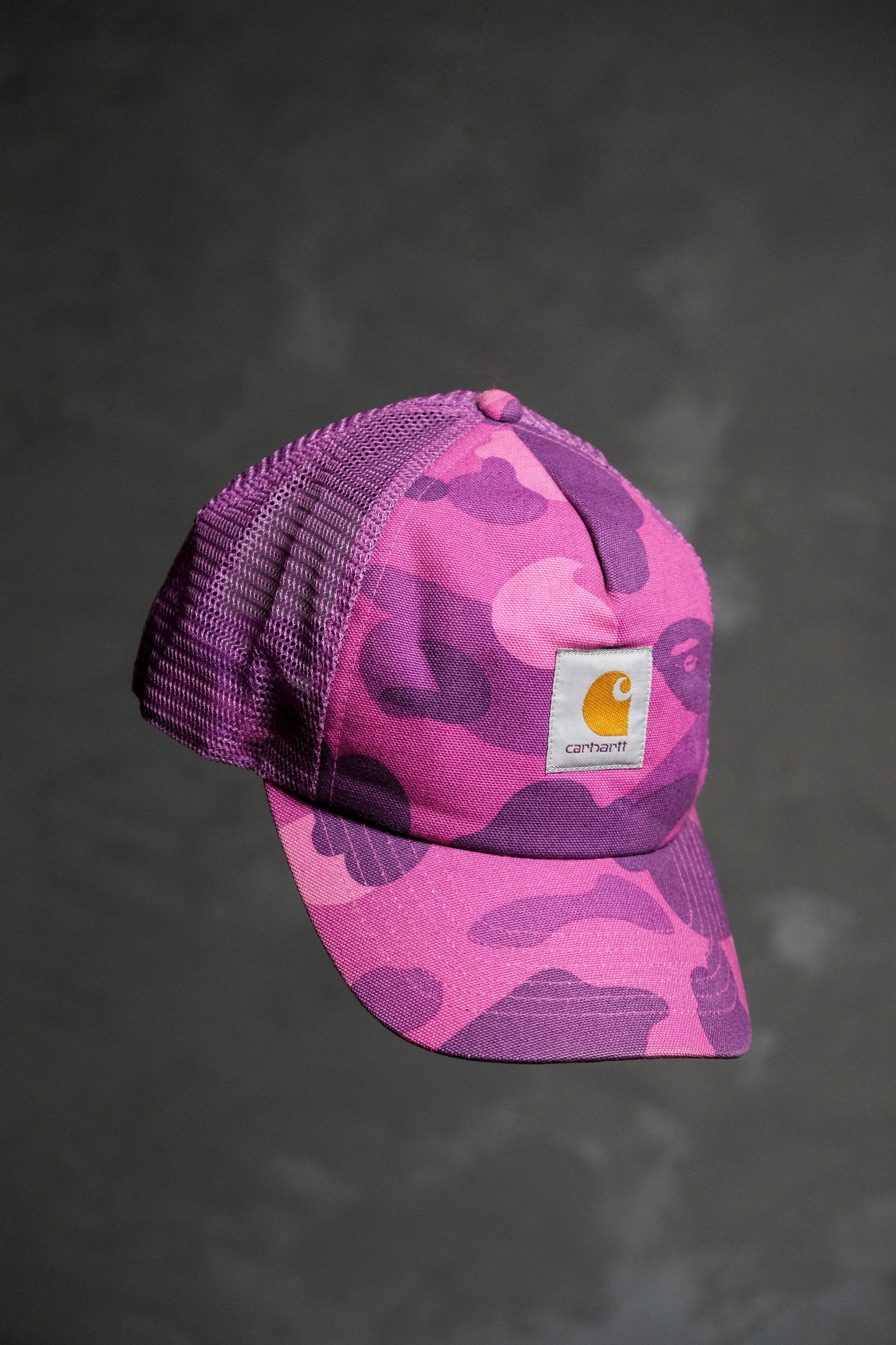 image of A Bathing Ape Bape x Carhartt 06F/w Camo Trucker Cap in Pink Camo, Men's