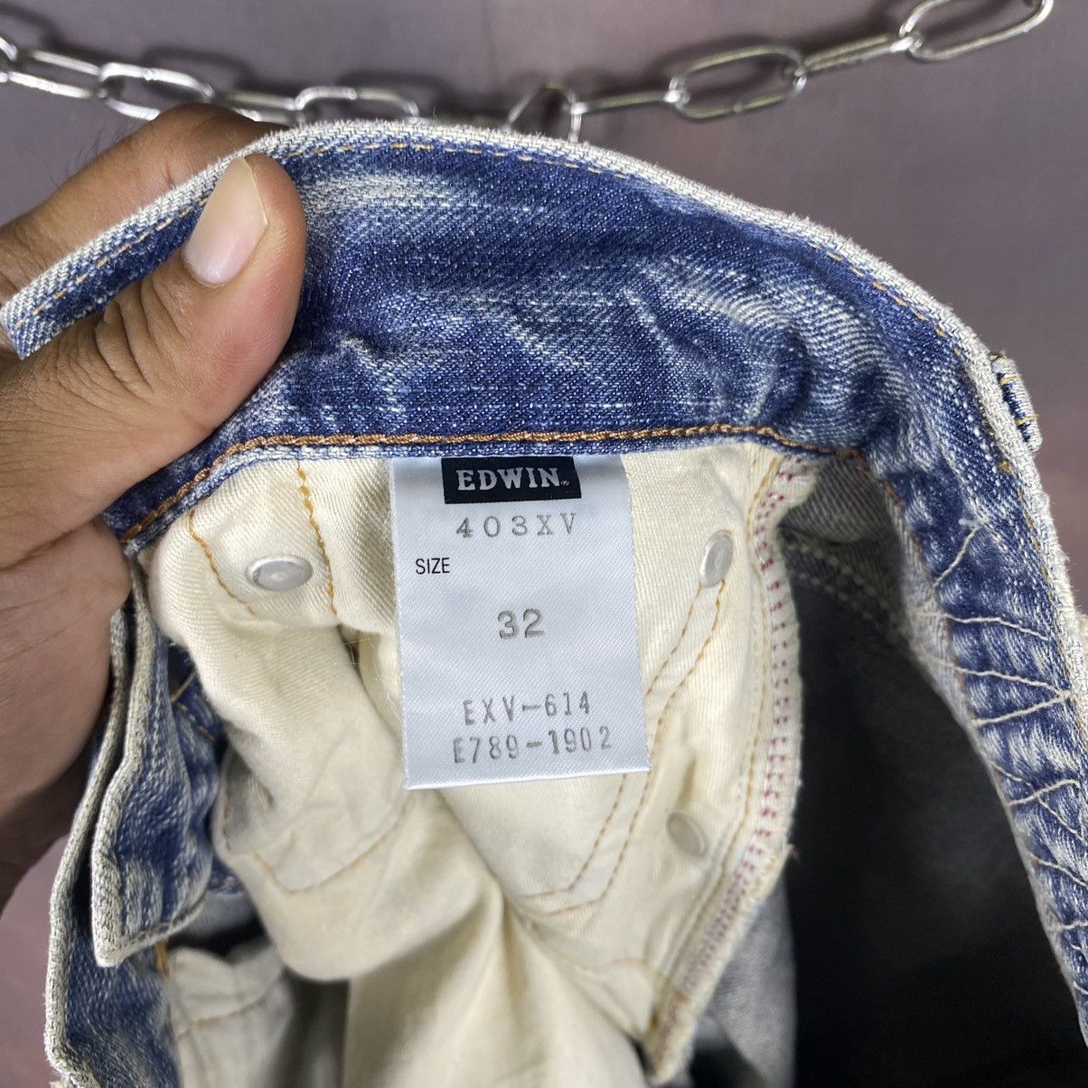 Edwin × Japanese Brand × Vintage Vintage Edwin Xv Distressed Zigzag Denim Jeans Size US 35 - 10 Thumbnail