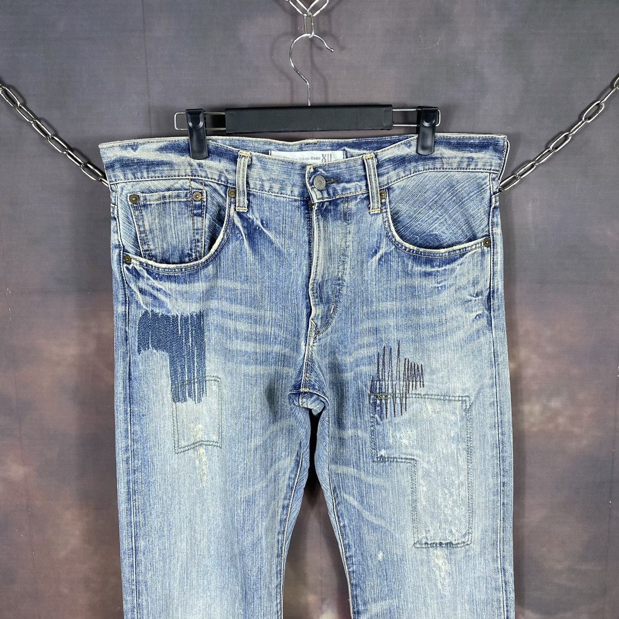 Edwin × Japanese Brand × Vintage Vintage Edwin Xv Distressed Zigzag Denim Jeans Size US 35 - 3 Thumbnail