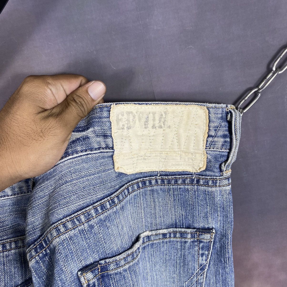 Edwin × Japanese Brand × Vintage Vintage Edwin Xv Distressed Zigzag Denim Jeans Size US 35 - 9 Thumbnail