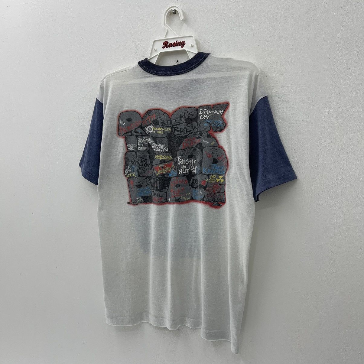 Vintage Rare! Vintage 80s Aerosmith Raglan T-Shirt Paper Thin Size US L / EU 52-54 / 3 - 7 Thumbnail