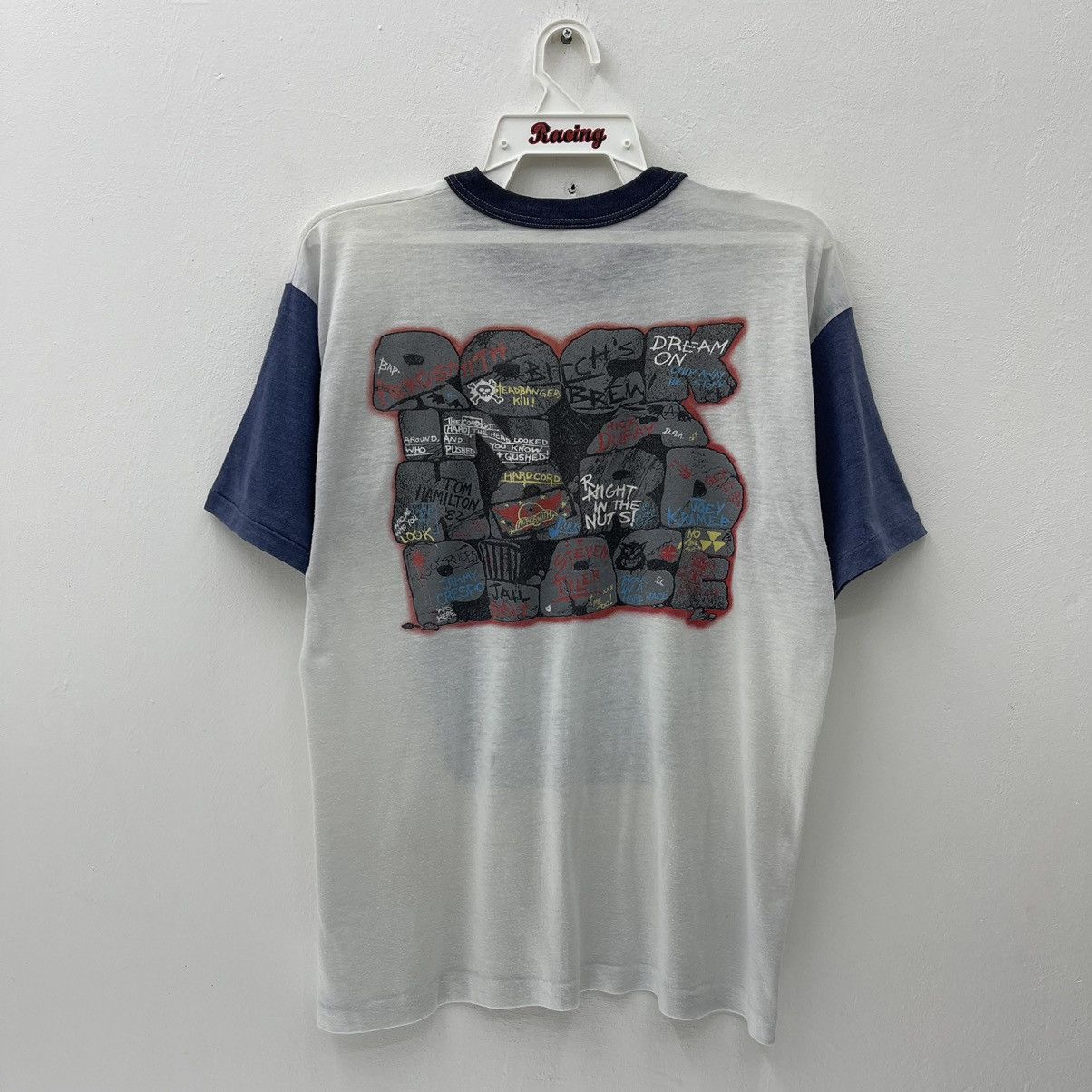 Vintage Rare! Vintage 80s Aerosmith Raglan T-Shirt Paper Thin Size US L / EU 52-54 / 3 - 2 Thumbnail
