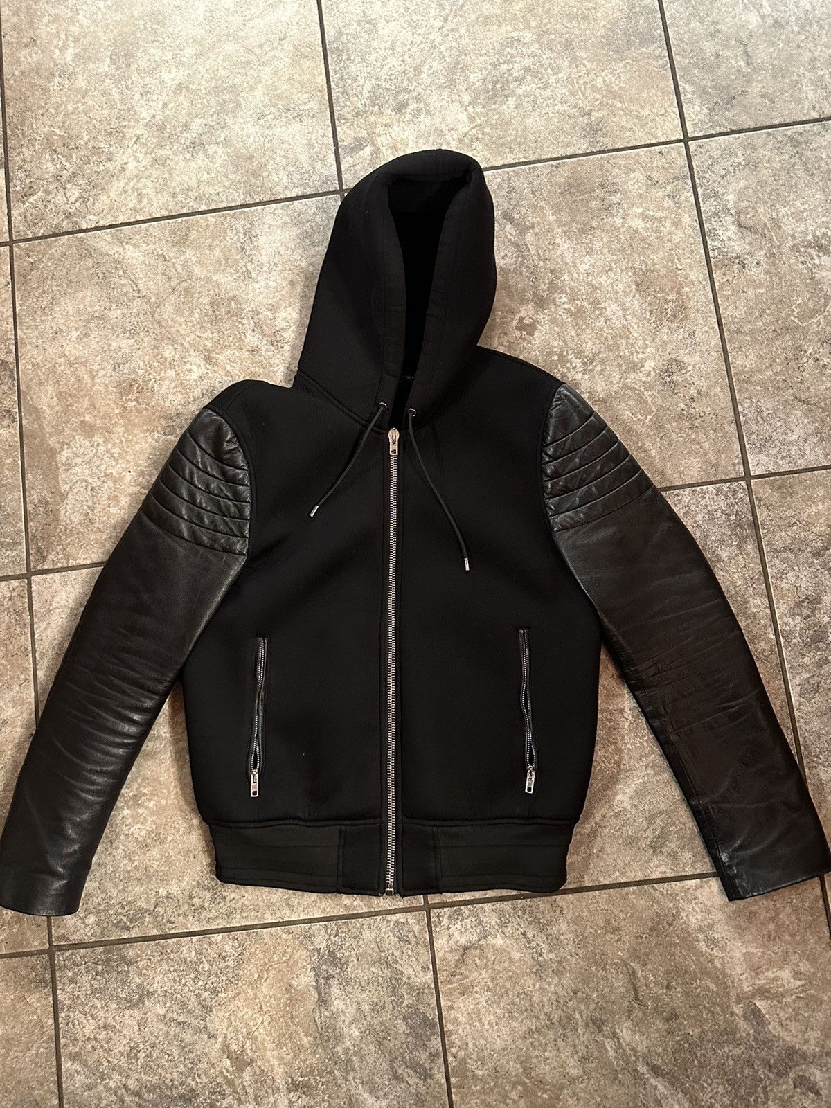 Givenchy Givenchy Black Leather Neoprene Jacket Size US L / EU 52-54 / 3 - 5 Thumbnail