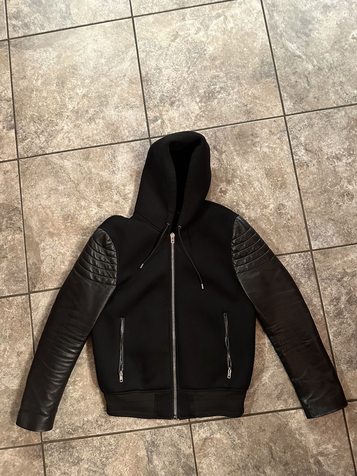 Givenchy Givenchy Black Leather Neoprene Jacket Size US L / EU 52-54 / 3 - 12 Thumbnail