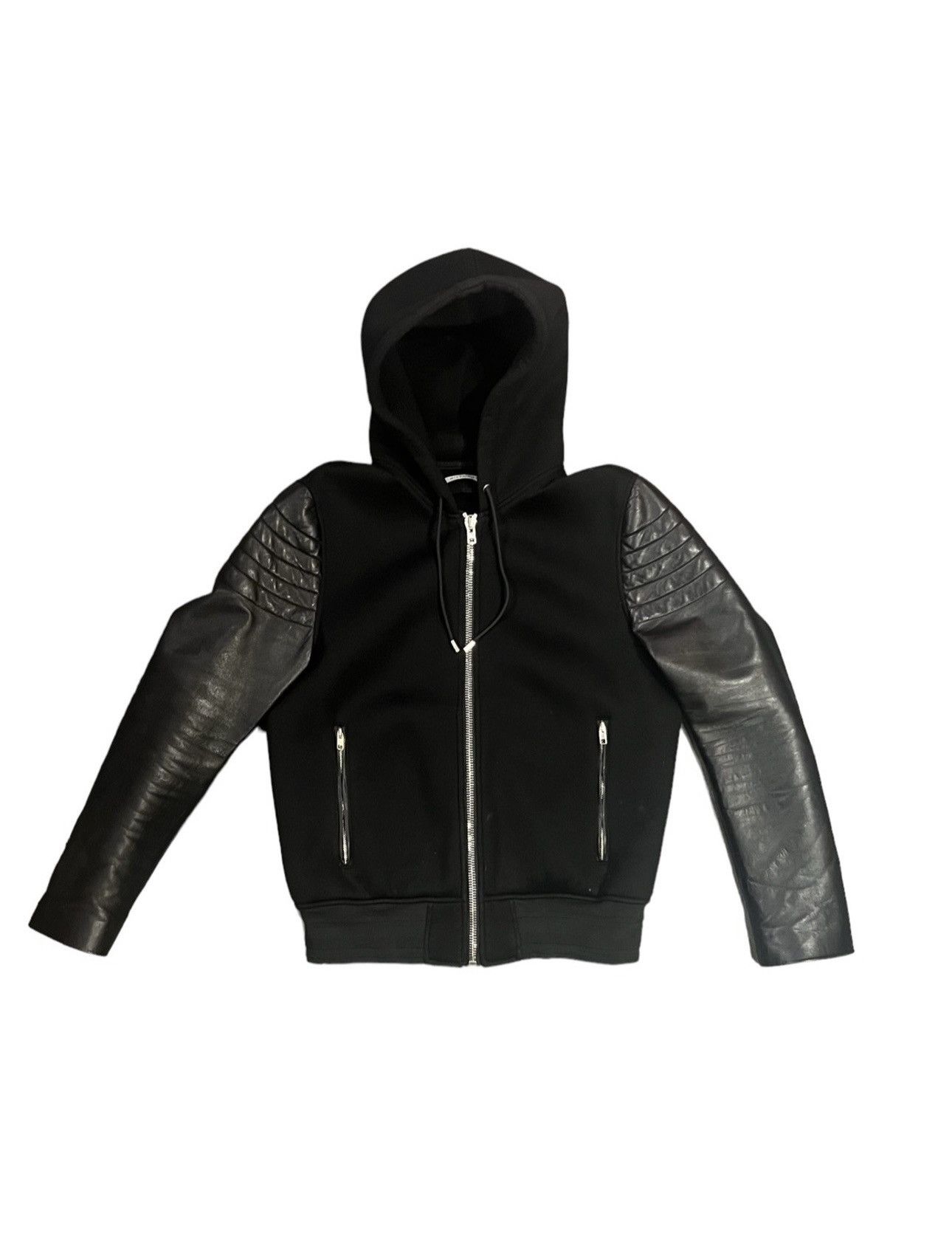 image of Givenchy Black Leather Neoprene Jacket, Men's (Size Large)