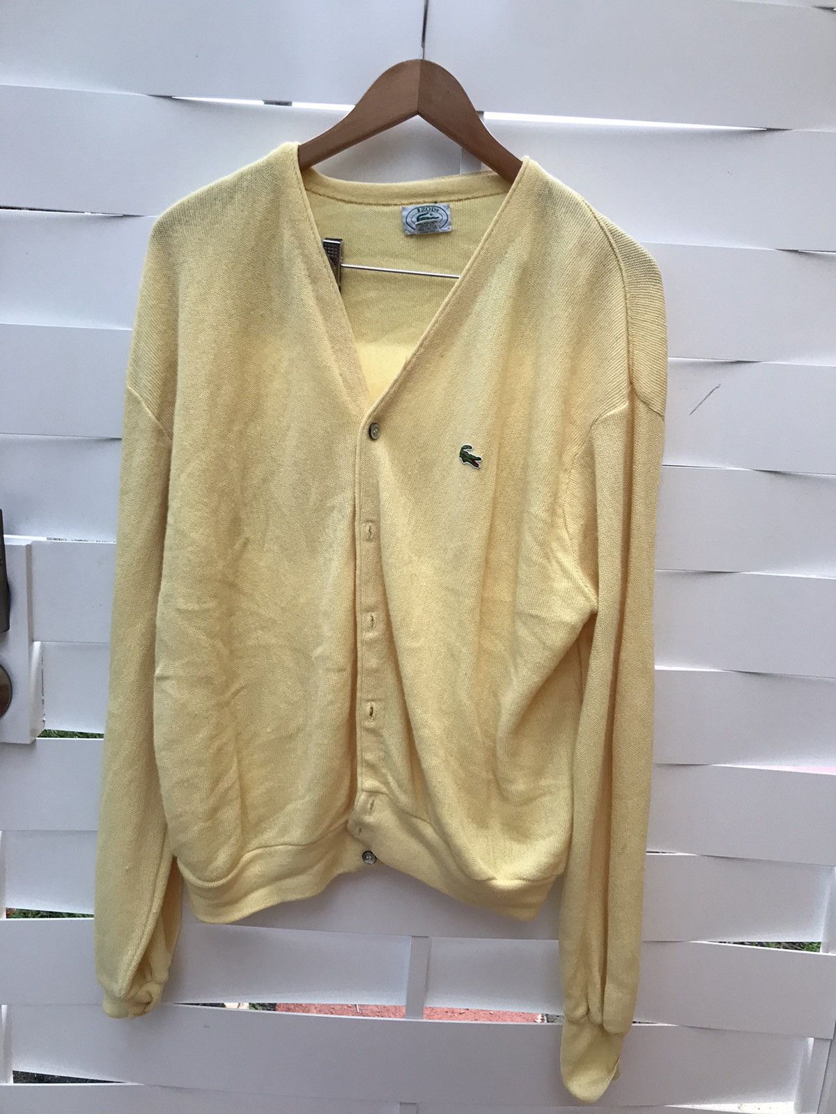 image of Izod x Lacoste Vintage Lacoste Cardigan in Yellow, Men's (Size XL)