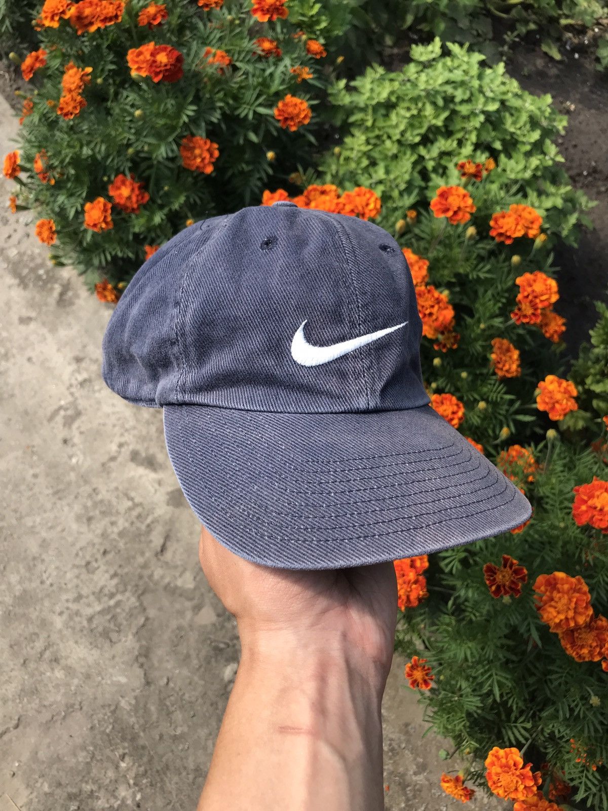 Nike × Vintage Nike Vintage 90s Distressed Big Swoosh Cap Size ONE SIZE - 2 Thumbnail