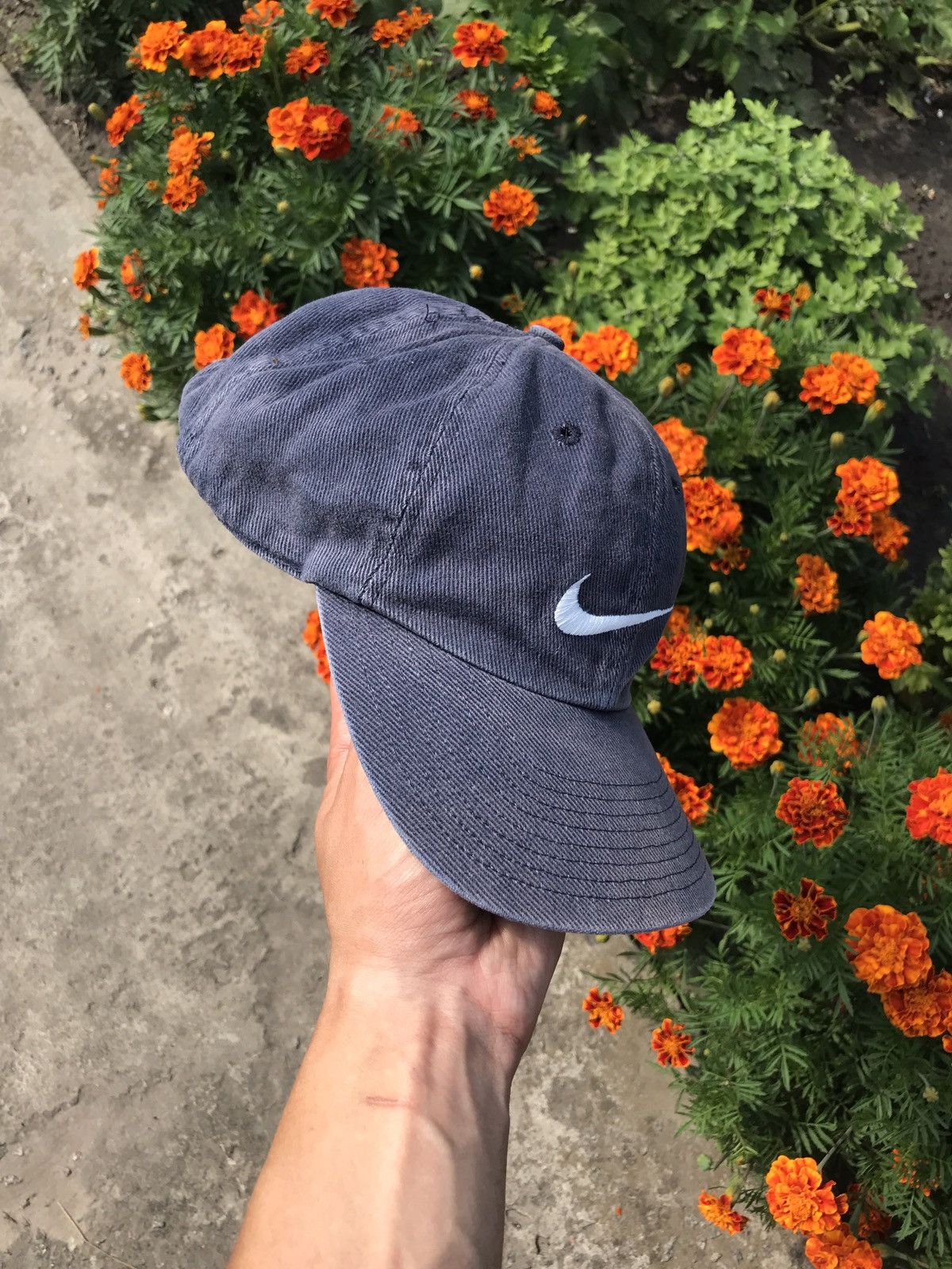 Nike × Vintage Nike Vintage 90s Distressed Big Swoosh Cap Size ONE SIZE - 4 Thumbnail