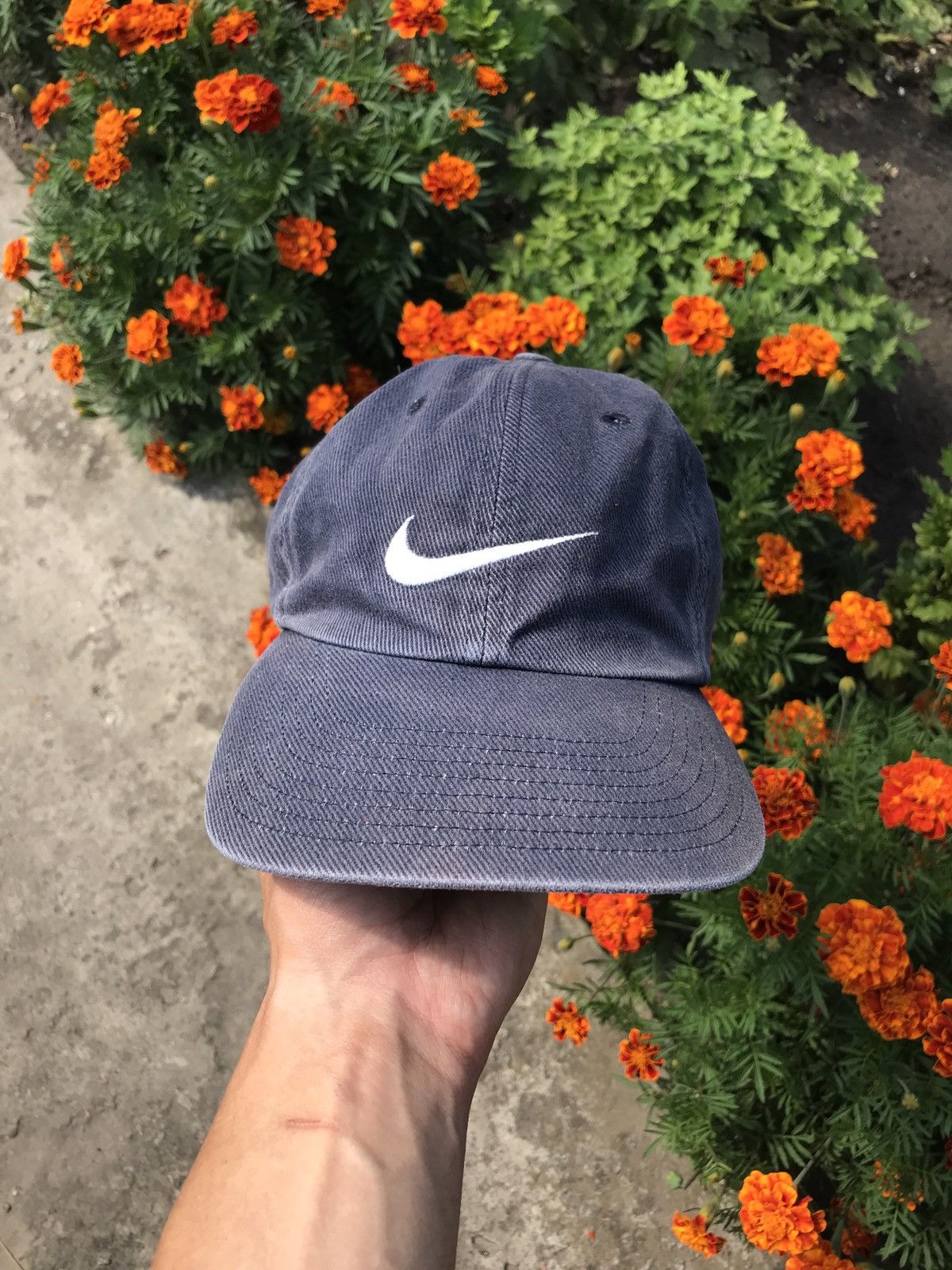 Nike × Vintage Nike Vintage 90s Distressed Big Swoosh Cap Size ONE SIZE - 1 Thumbnail