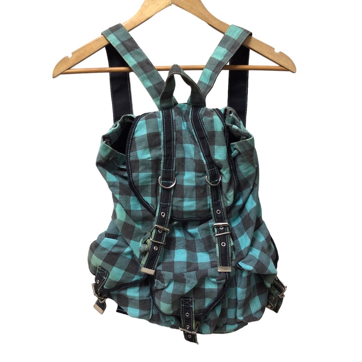 japan turquoise checkered backpack