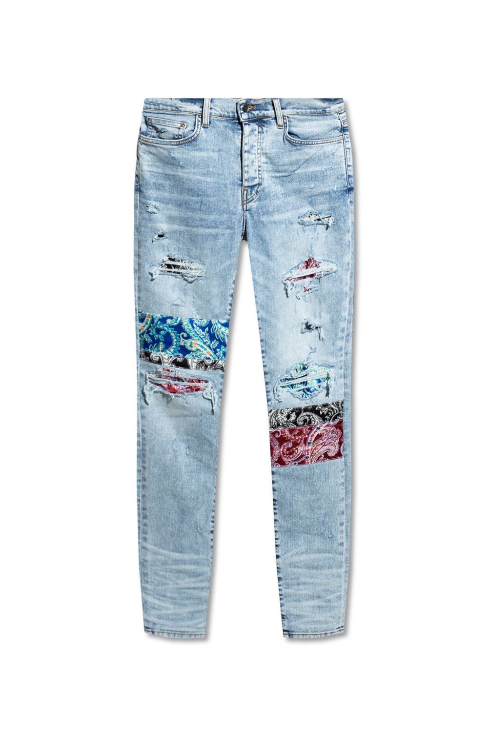 image of Amiri Pajama Art Patch Jeans in Blue, Men's (Size 30)