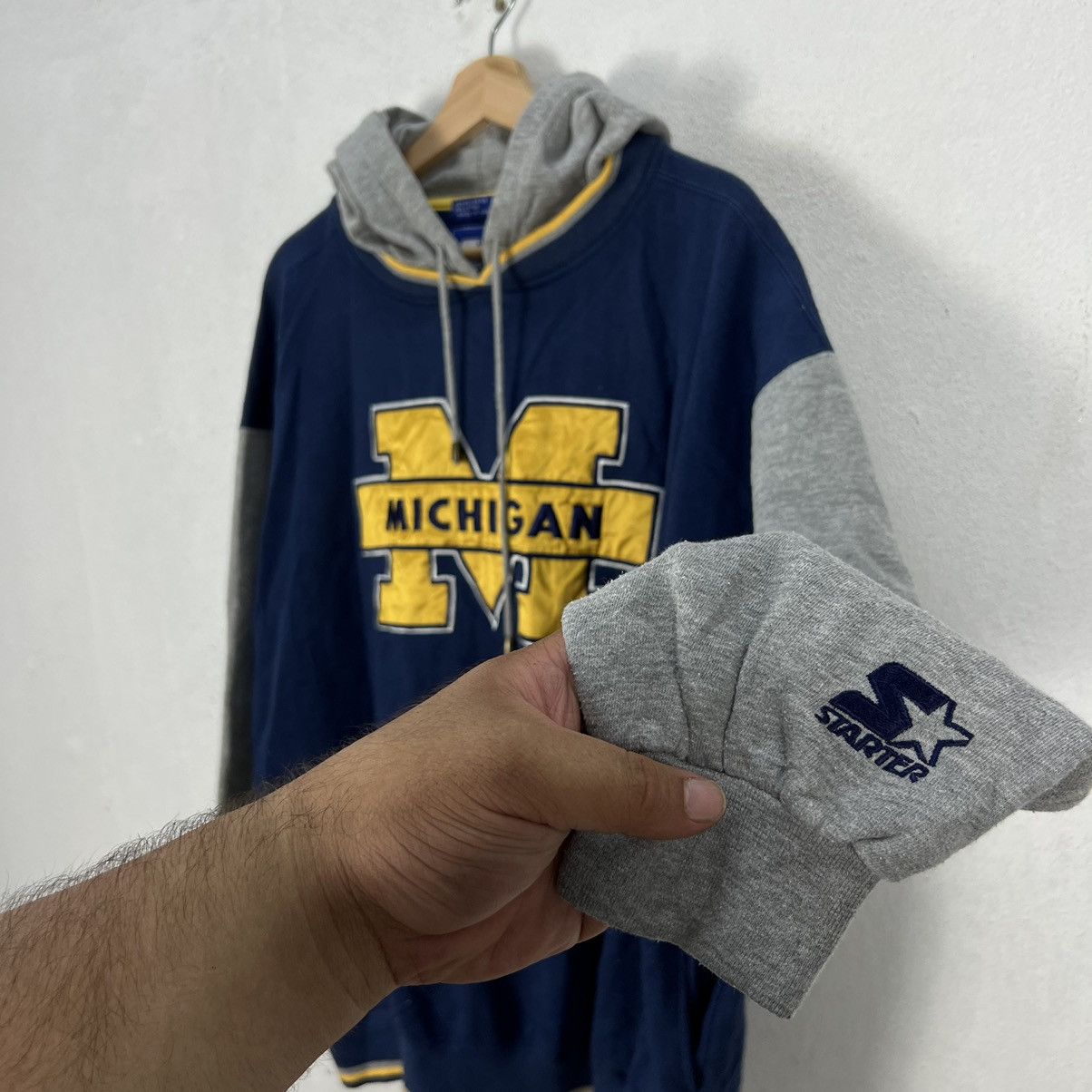 Japanese Brand VINTAGE STARTER MICHIGAN BIG LOGO HOODIE Size US L / EU 52-54 / 3 - 6 Thumbnail