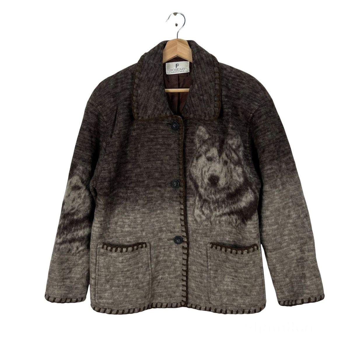 Japanese Brand VINTAGE POSITIVE BY M JAPAN BIG LOGO PRINTED FLEECE WOLF Size US M / EU 48-50 / 2 - 1 Thumbnail