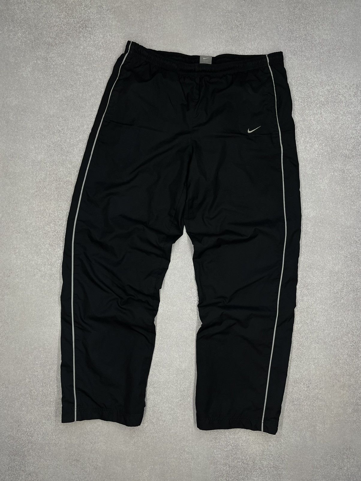 Nike Vintage Nike Nylon Track Pants Black Drill Swoosh Drip Y2K