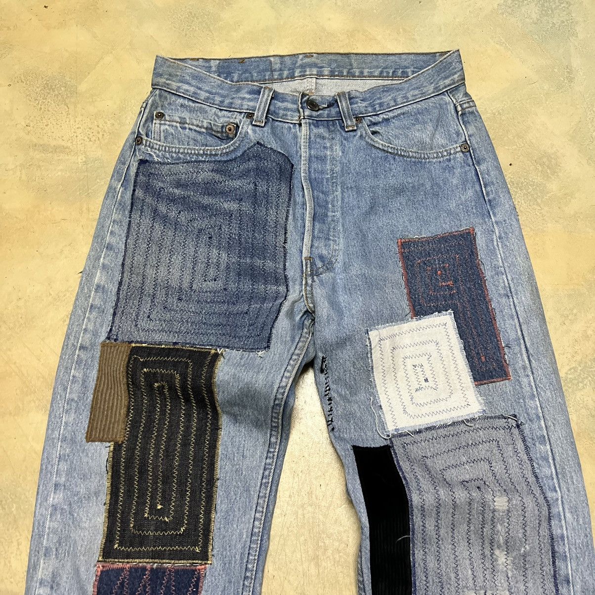Levi's Vintage Levis rework Patchwork Denim Jeans Size US 29 - 3 Thumbnail