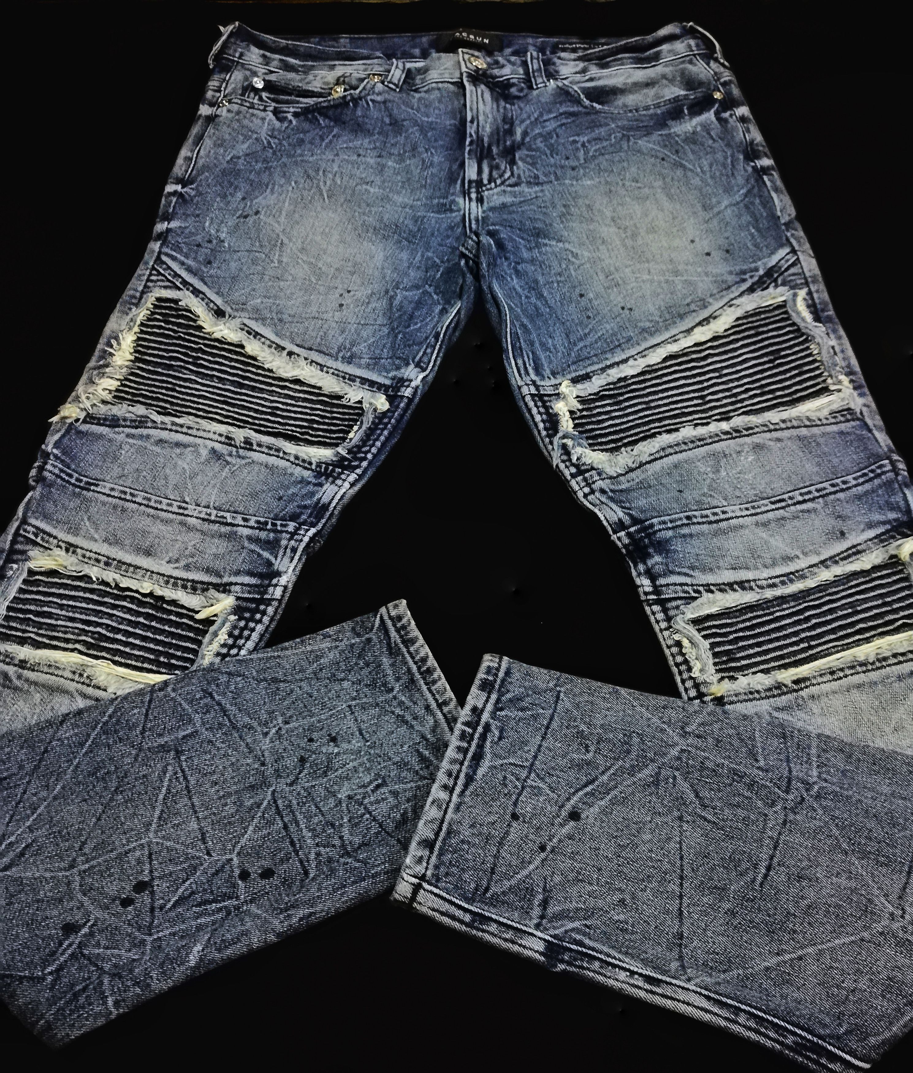 Japanese Brand × Pacsun 🔥DOPE Stacked Skinny Distressed Biker Design Style Balmain Size US 34 / EU 50 - 5 Thumbnail