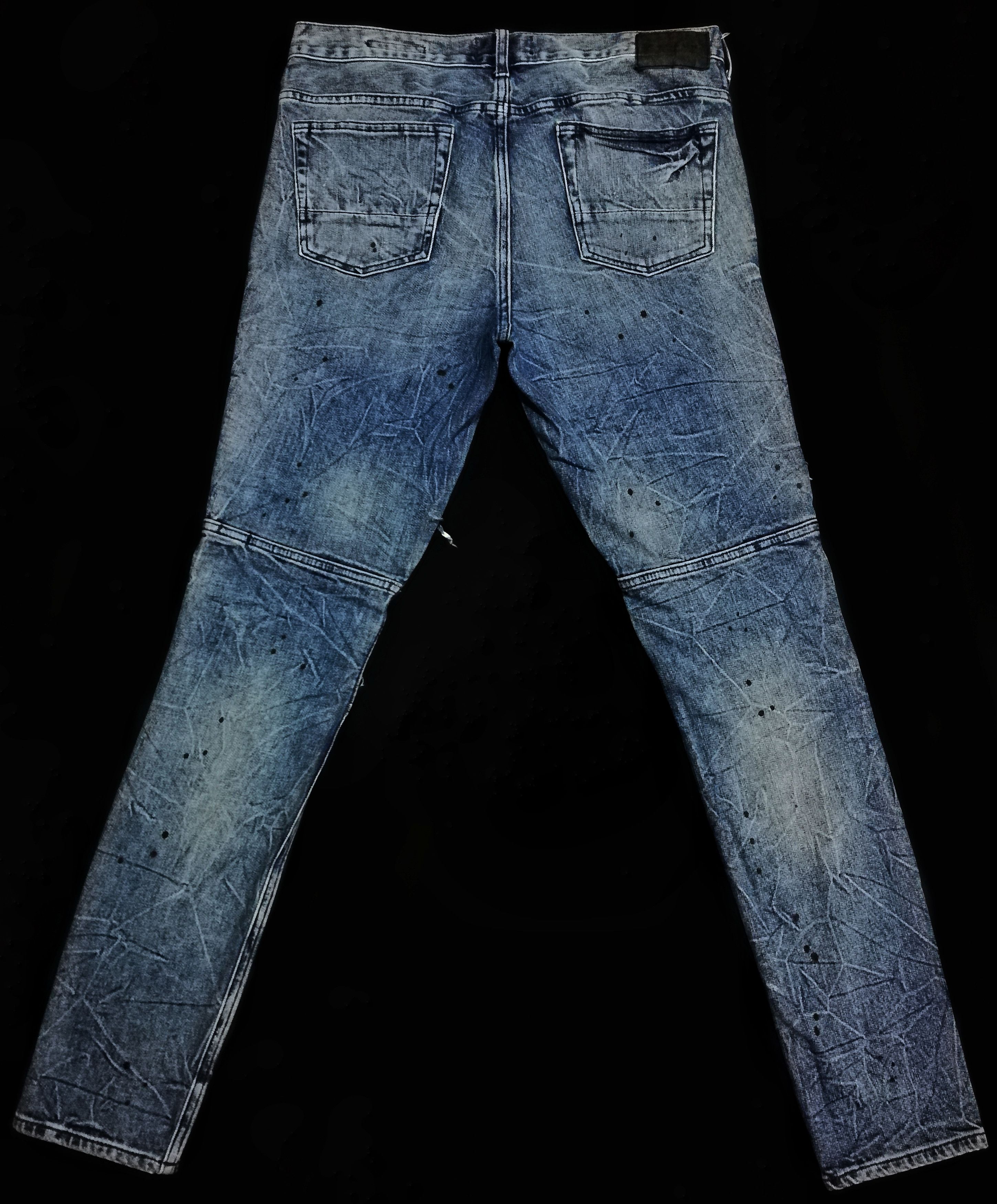 Japanese Brand × Pacsun 🔥DOPE Stacked Skinny Distressed Biker Design Style Balmain Size US 34 / EU 50 - 19 Thumbnail
