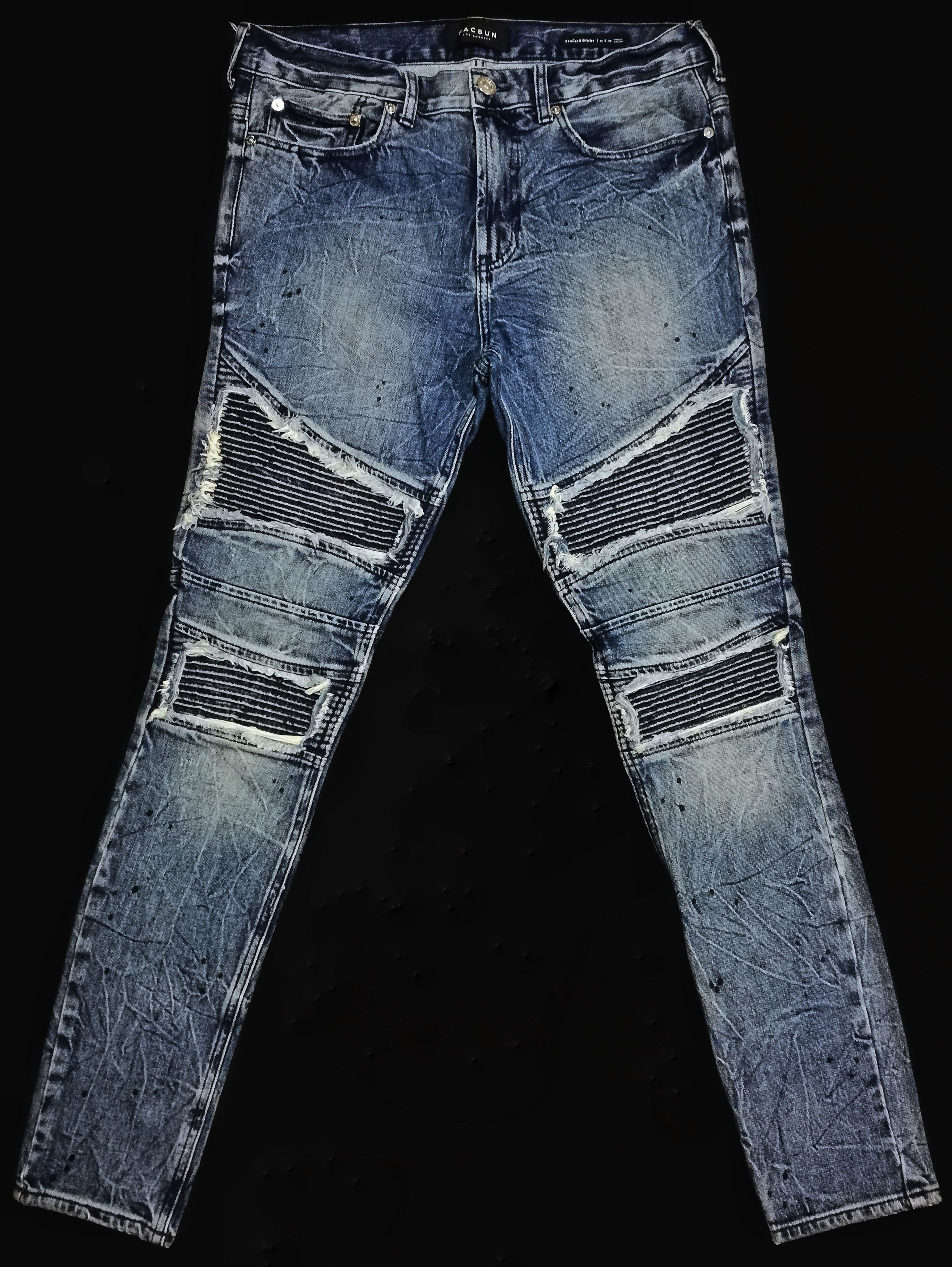 Japanese Brand × Pacsun 🔥DOPE Stacked Skinny Distressed Biker Design Style Balmain Size US 34 / EU 50 - 2 Thumbnail