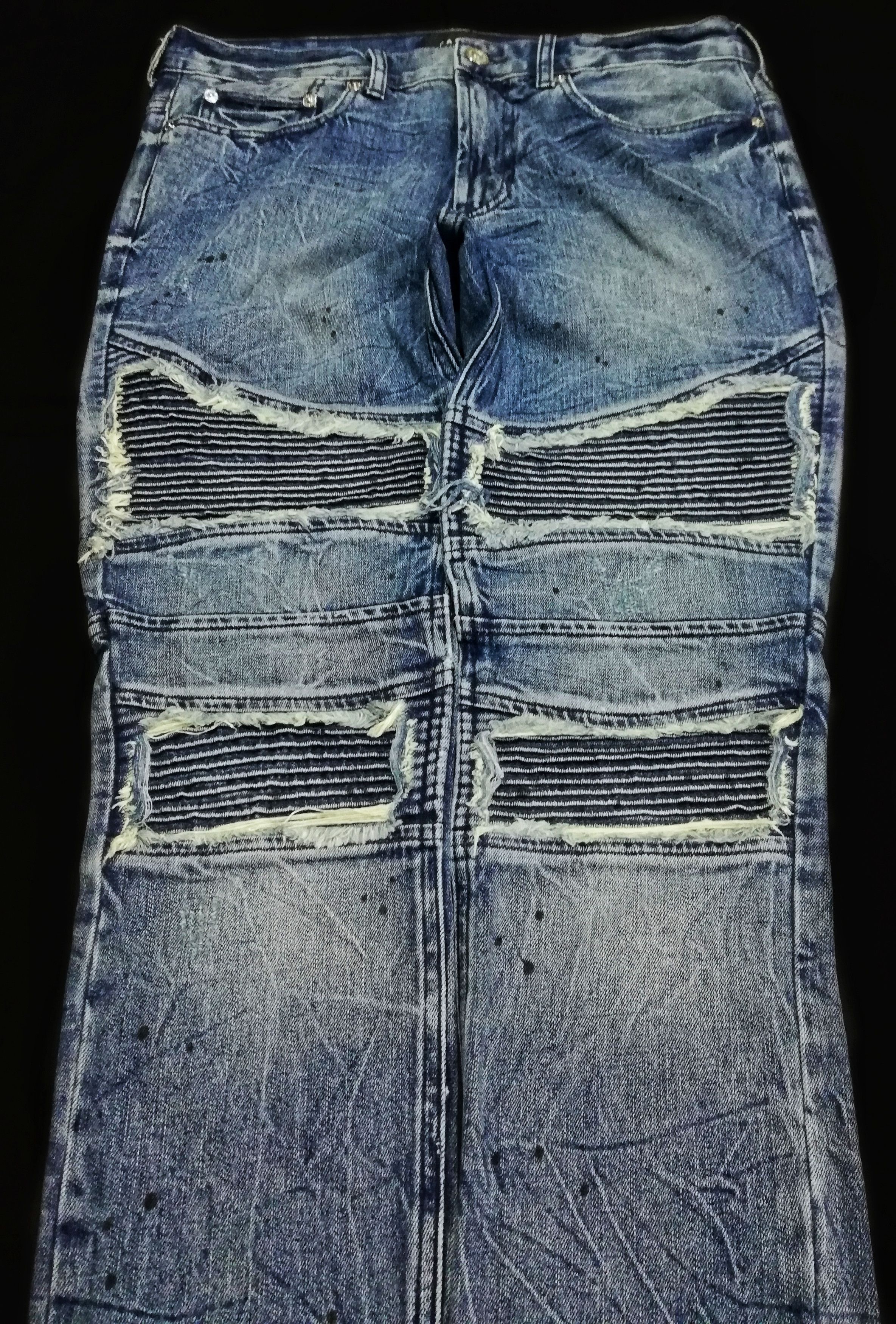 Japanese Brand × Pacsun 🔥DOPE Stacked Skinny Distressed Biker Design Style Balmain Size US 34 / EU 50 - 6 Thumbnail